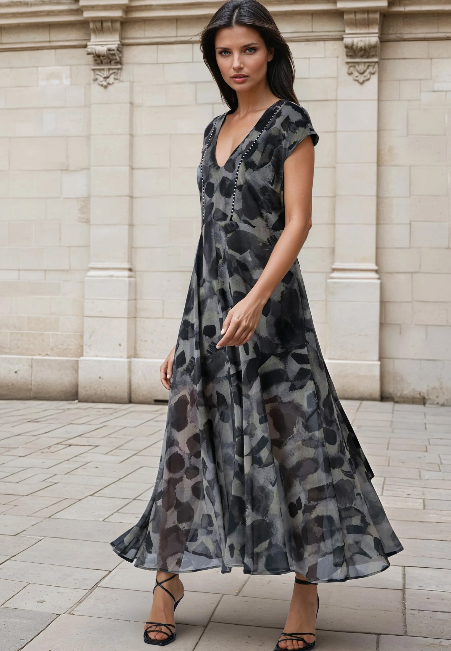 LILIAN MAXI DRESS TERRAZZO YELLOW