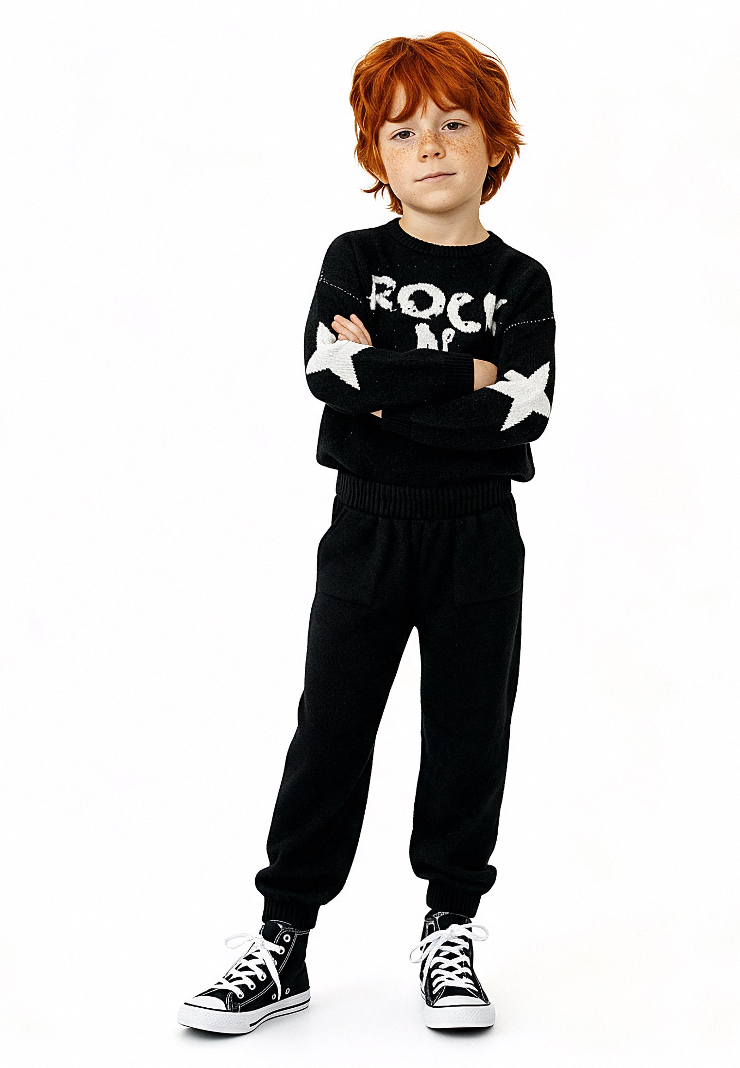 BOYS ROCK N ROLL JUMPER BLACK