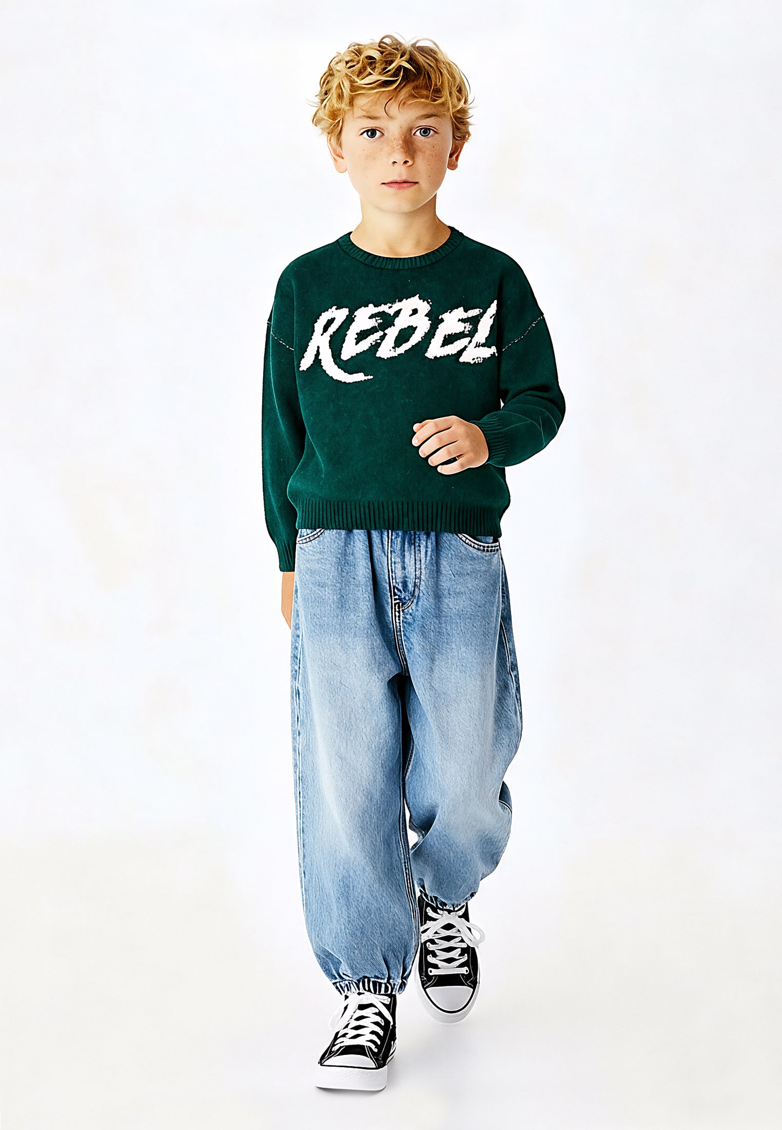 BOYS REBEL JUMPER FOREST GREEN