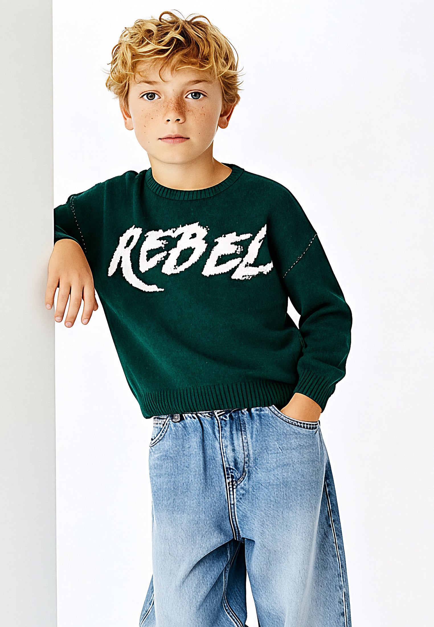 BOYS REBEL JUMPER FOREST GREEN