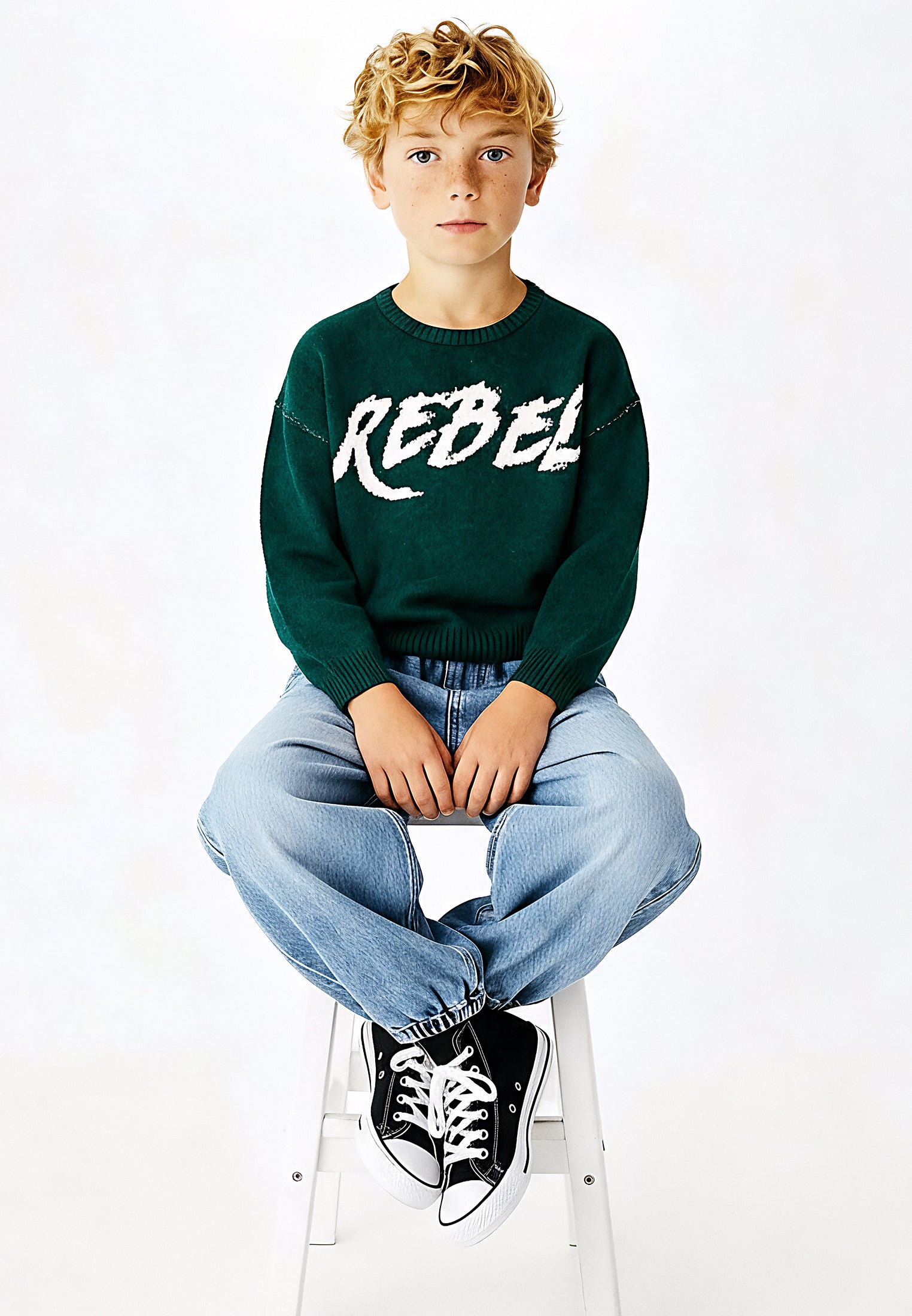 BOYS REBEL JUMPER FOREST GREEN