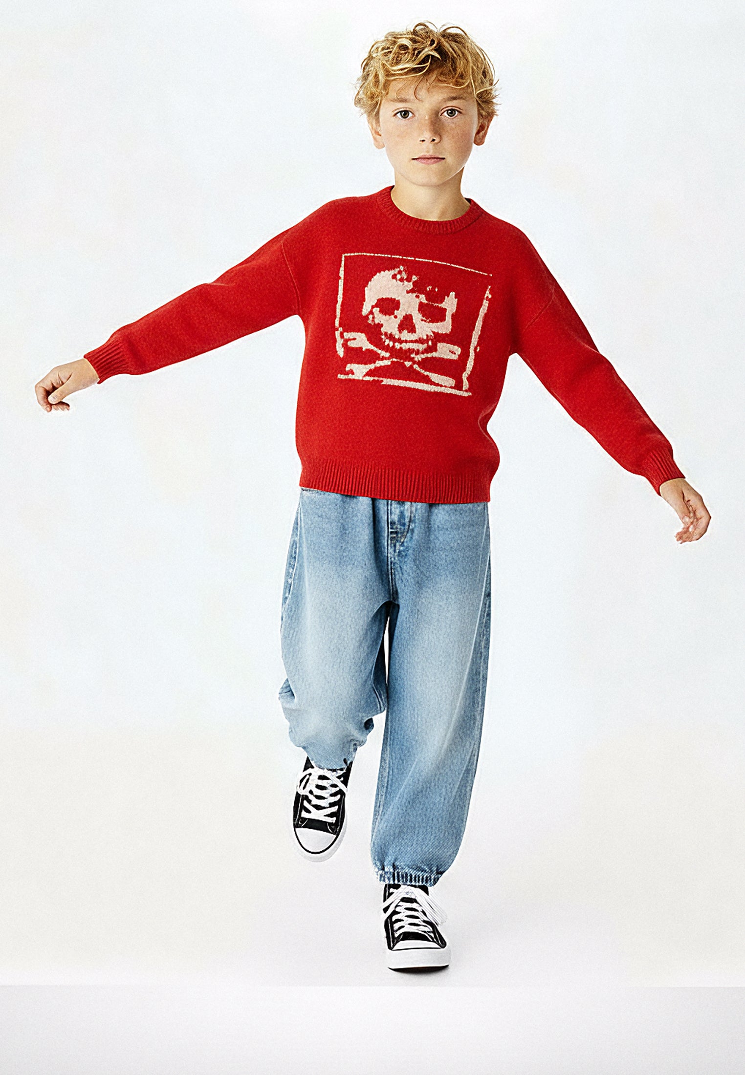 BOYS SKULLY JUMPER RED