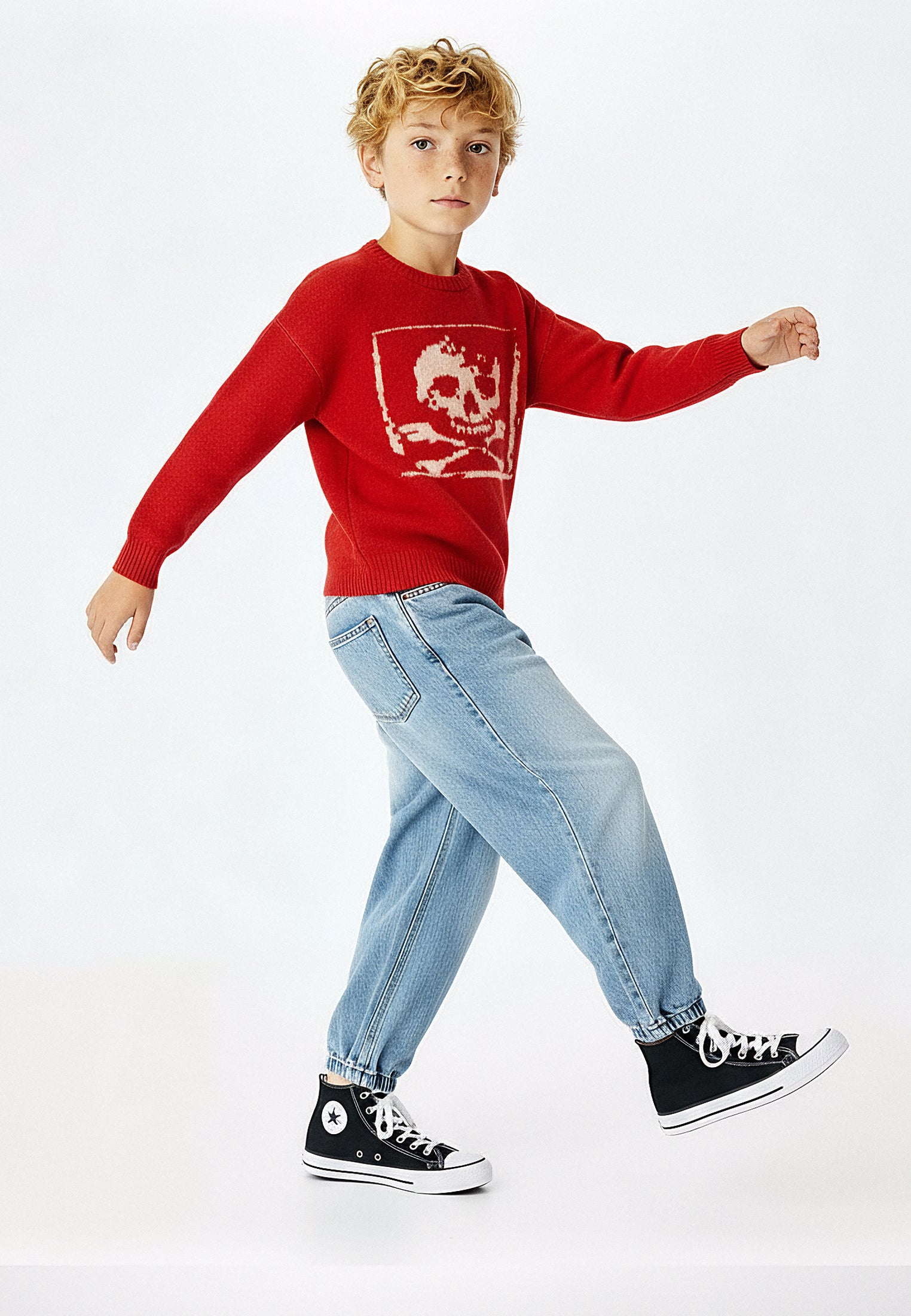 BOYS SKULLY JUMPER RED