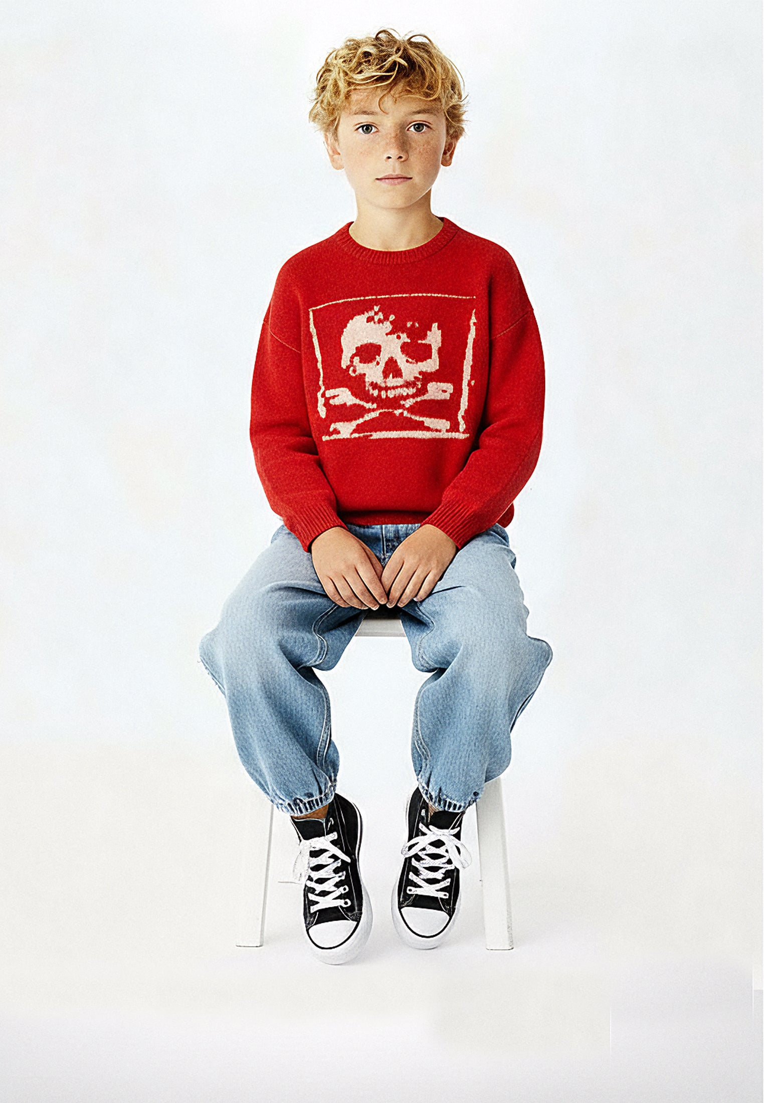 BOYS SKULLY JUMPER RED