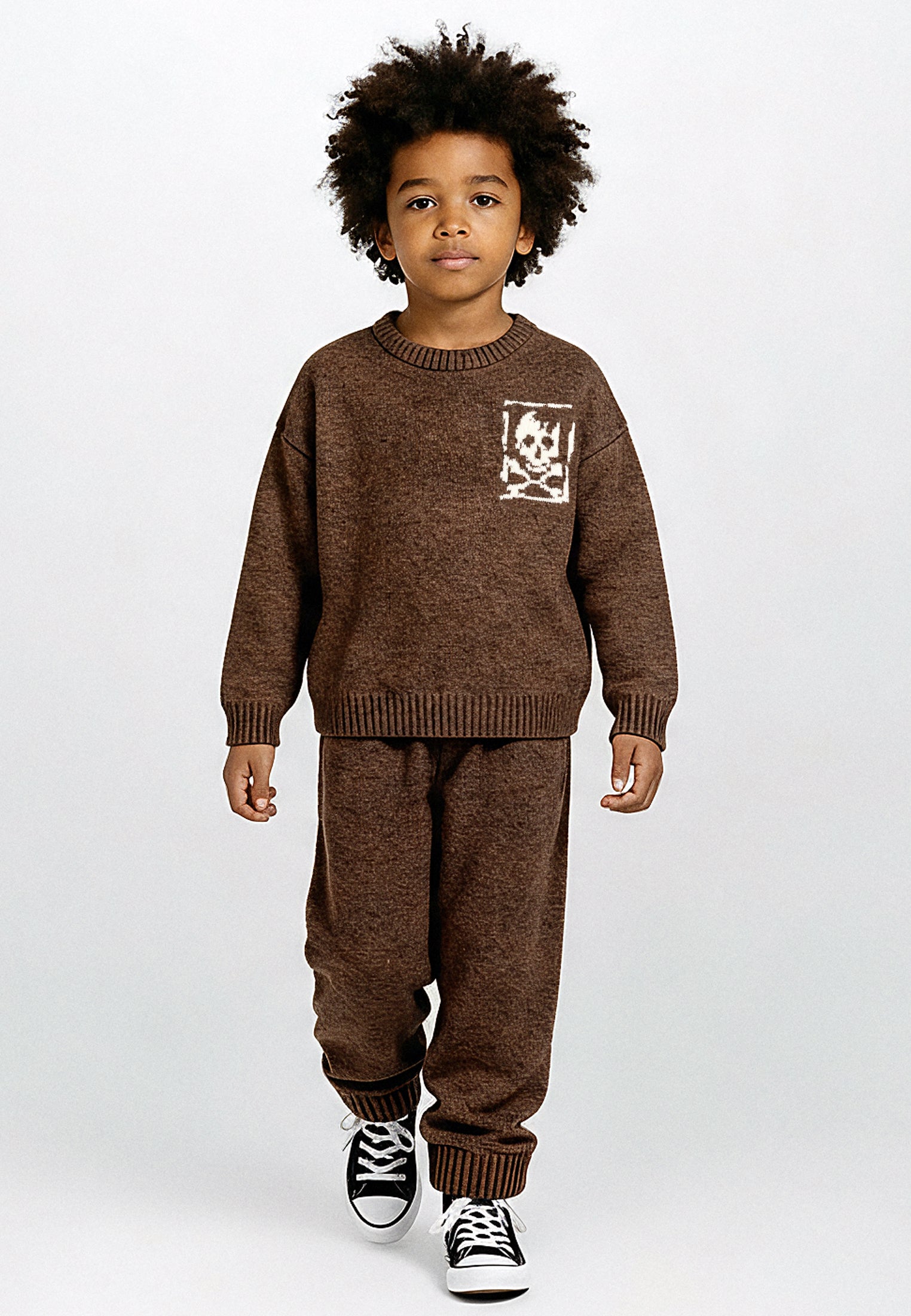 BOYS SKULLY LOGO JUMPER DARK BROWN