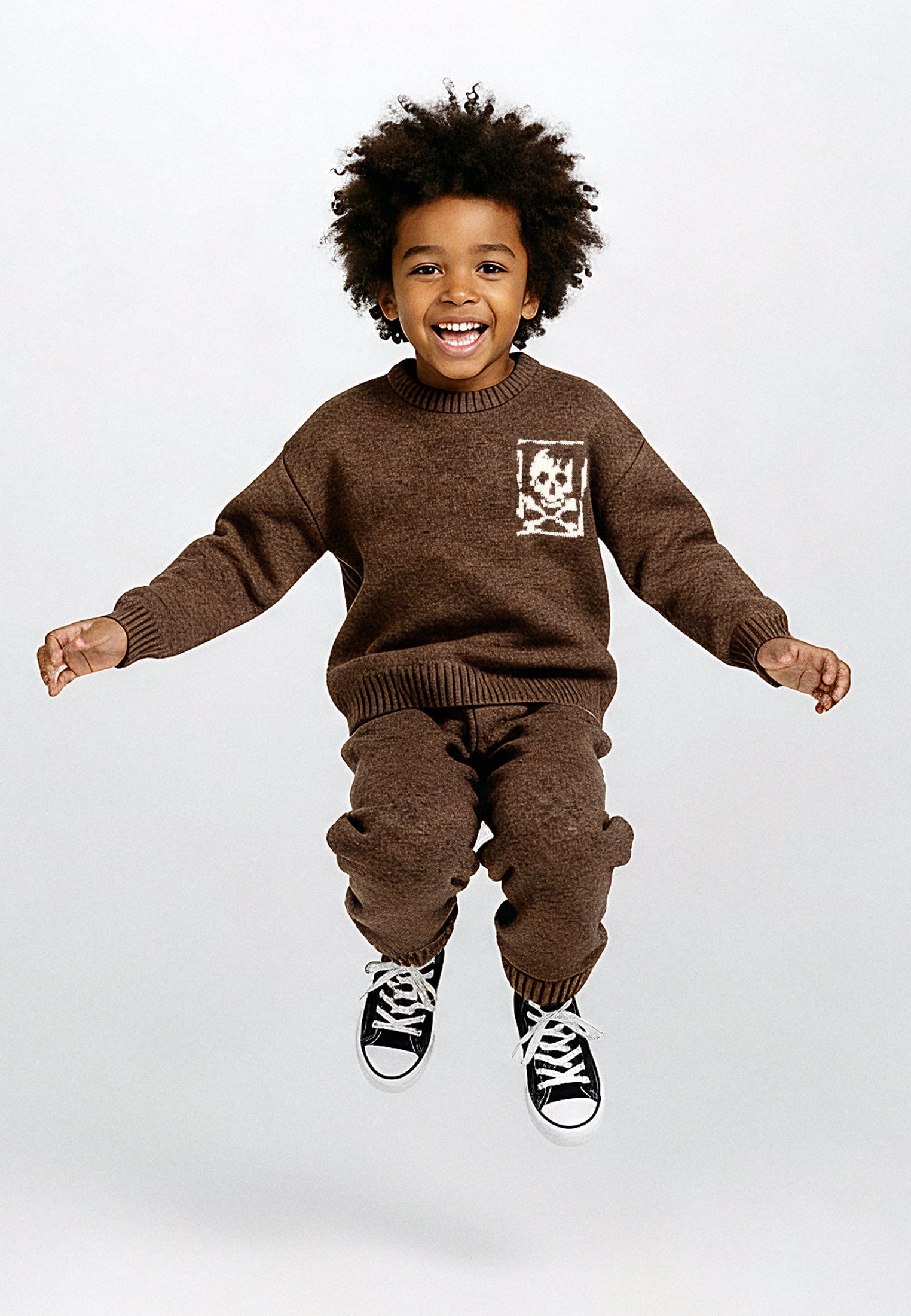 BOYS SKULLY LOGO JUMPER DARK BROWN