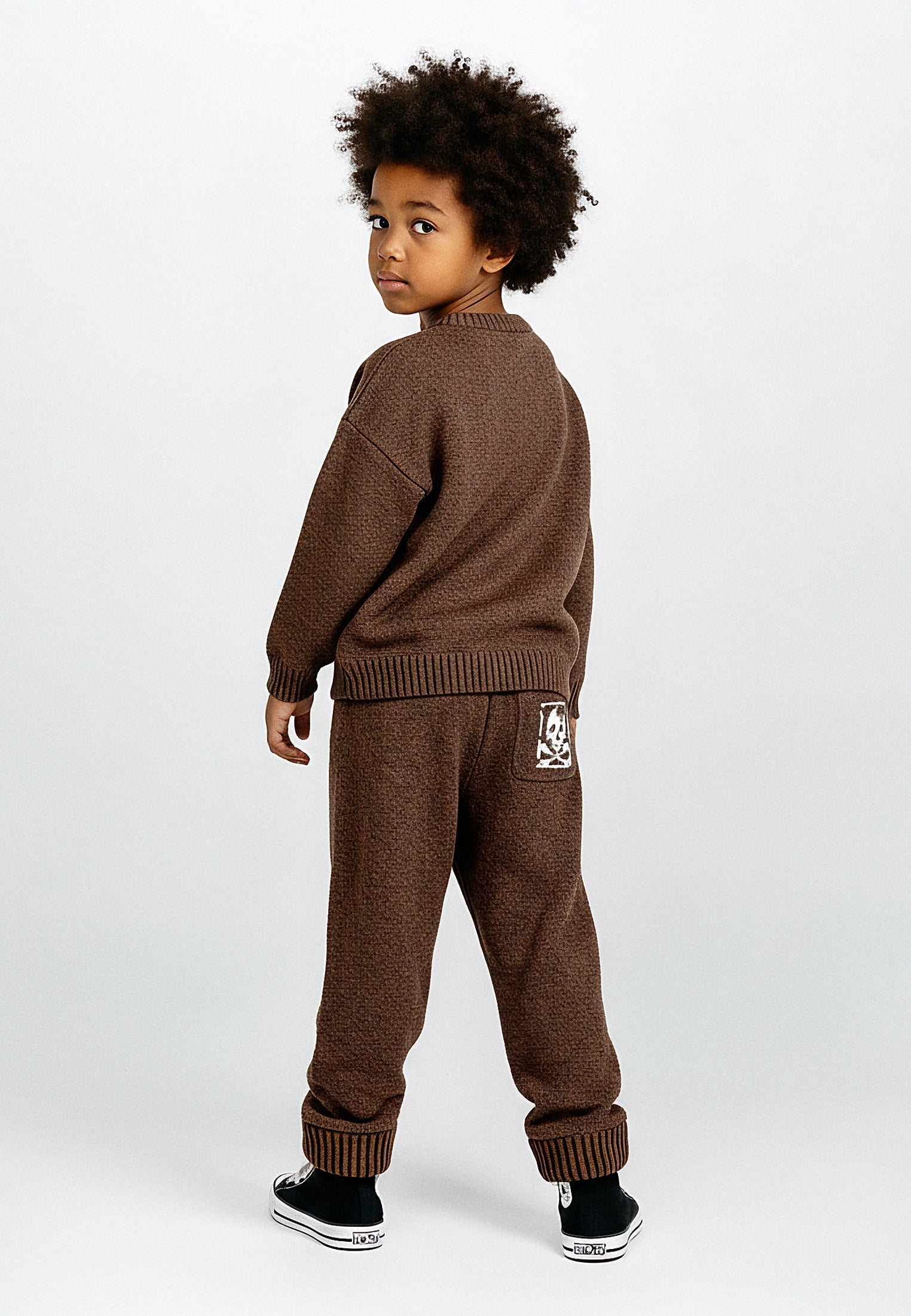 BOYS SKULLY LOGO JUMPER DARK BROWN