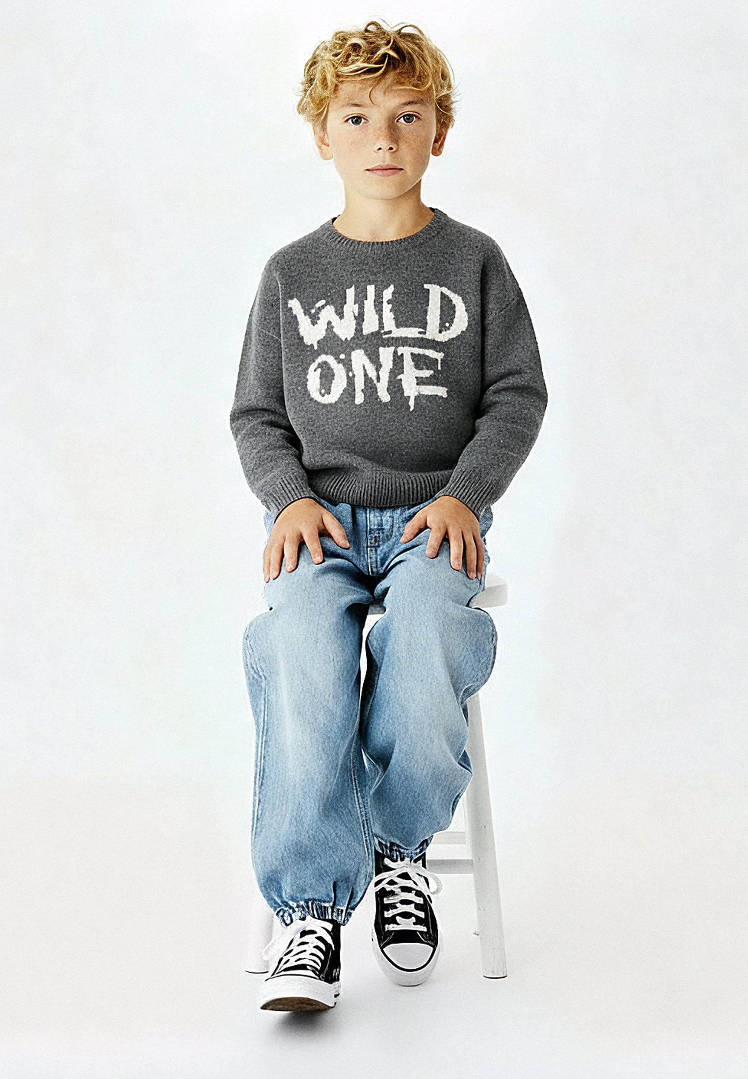 BOYS WILD ONE JUMPER CHARCOAL