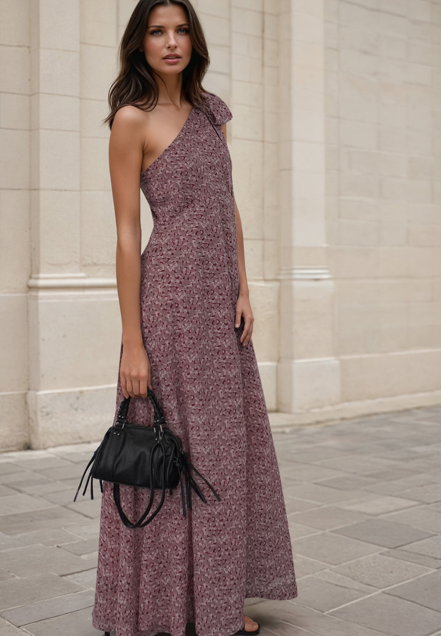 MARINA ONE SHOULDER DRESS BLEND ASHES