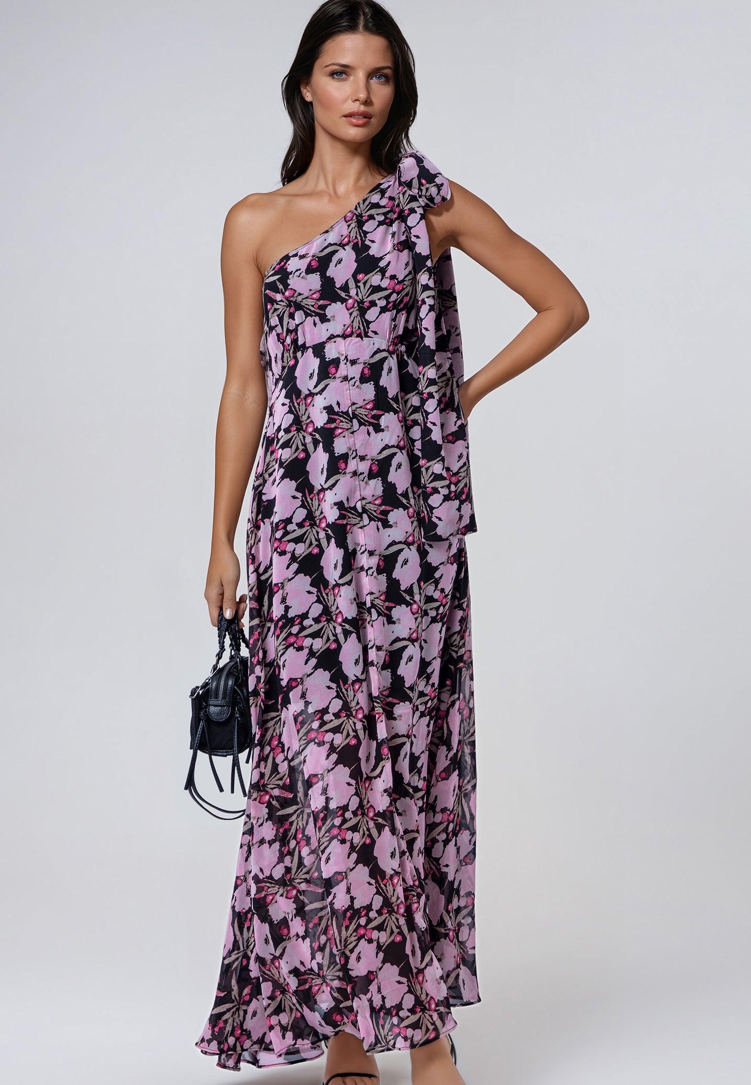 MARINA ONE SHOULDER DRESS PRIME PINK