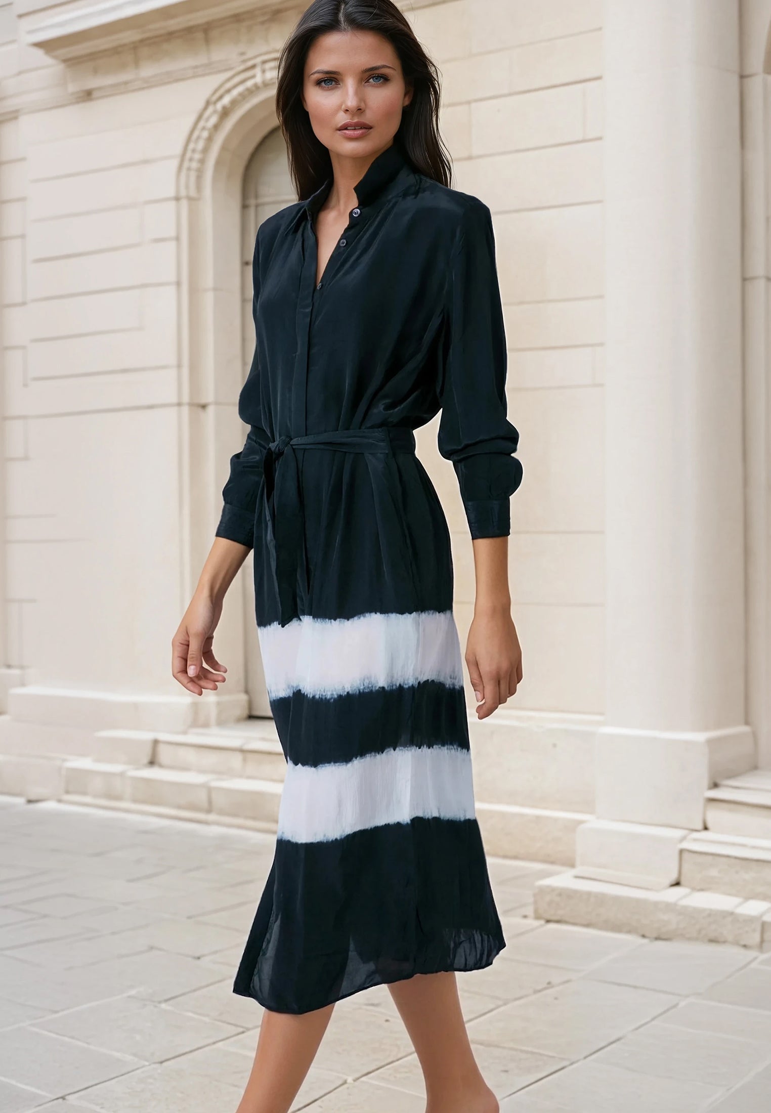 TORY SHIRTDRESS TIE DYE BLACK & WHITE