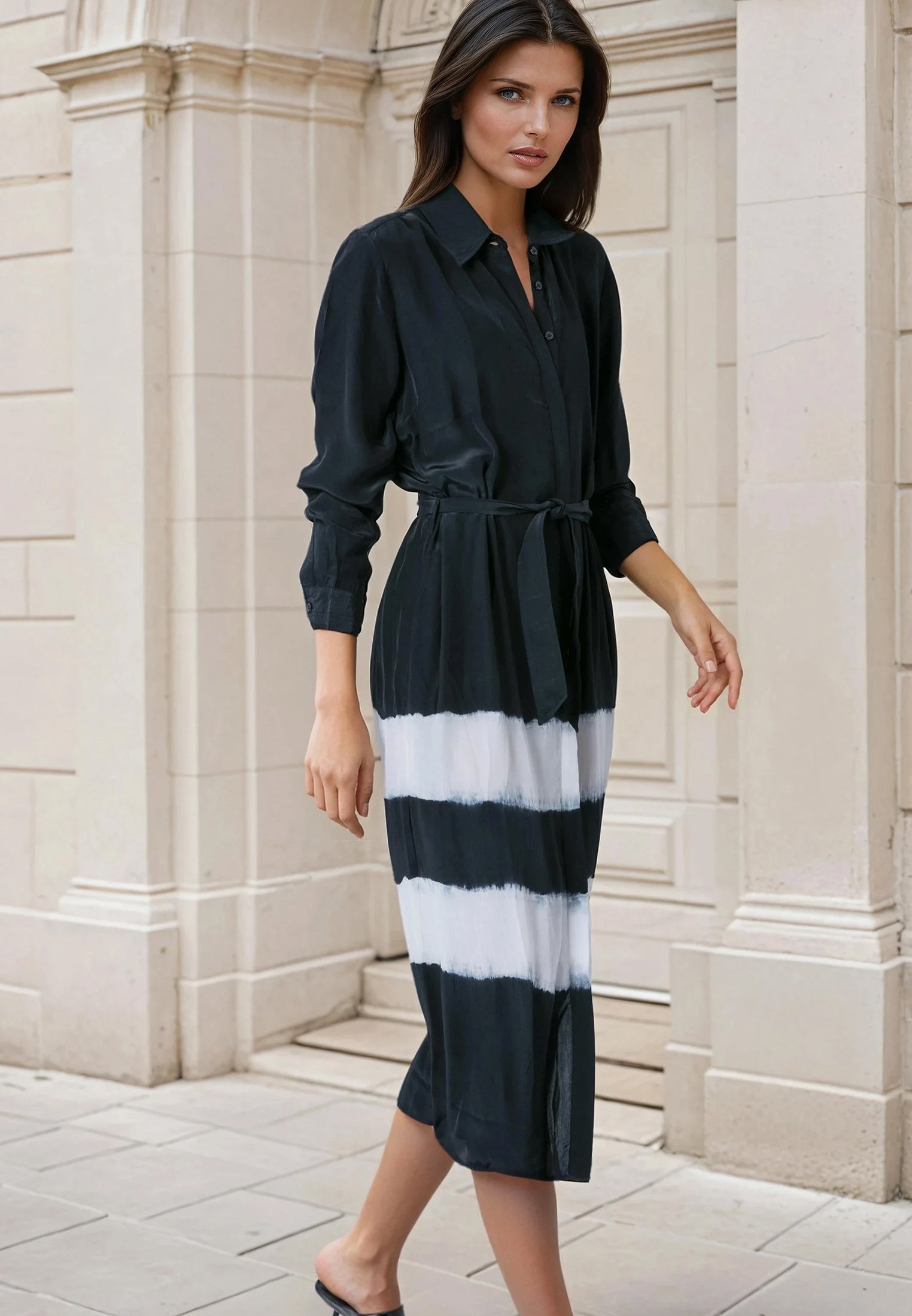 TORY SHIRTDRESS TIE DYE BLACK & WHITE