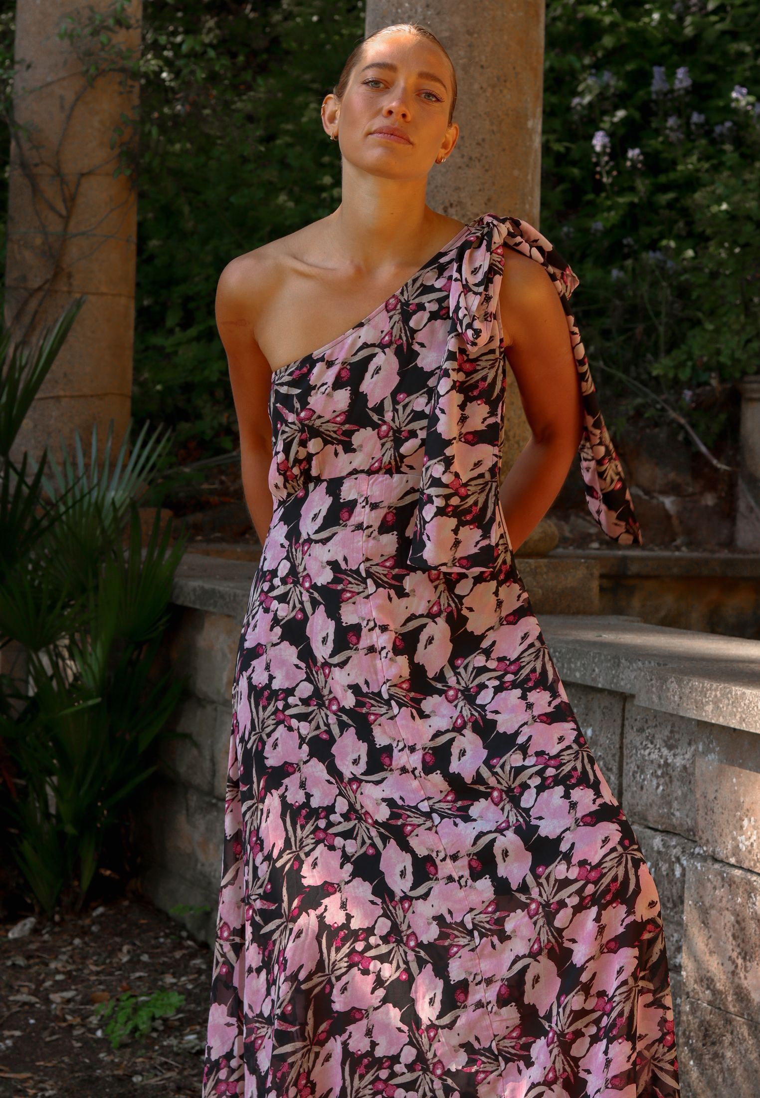 MARINA ONE SHOULDER DRESS PRIME PINK