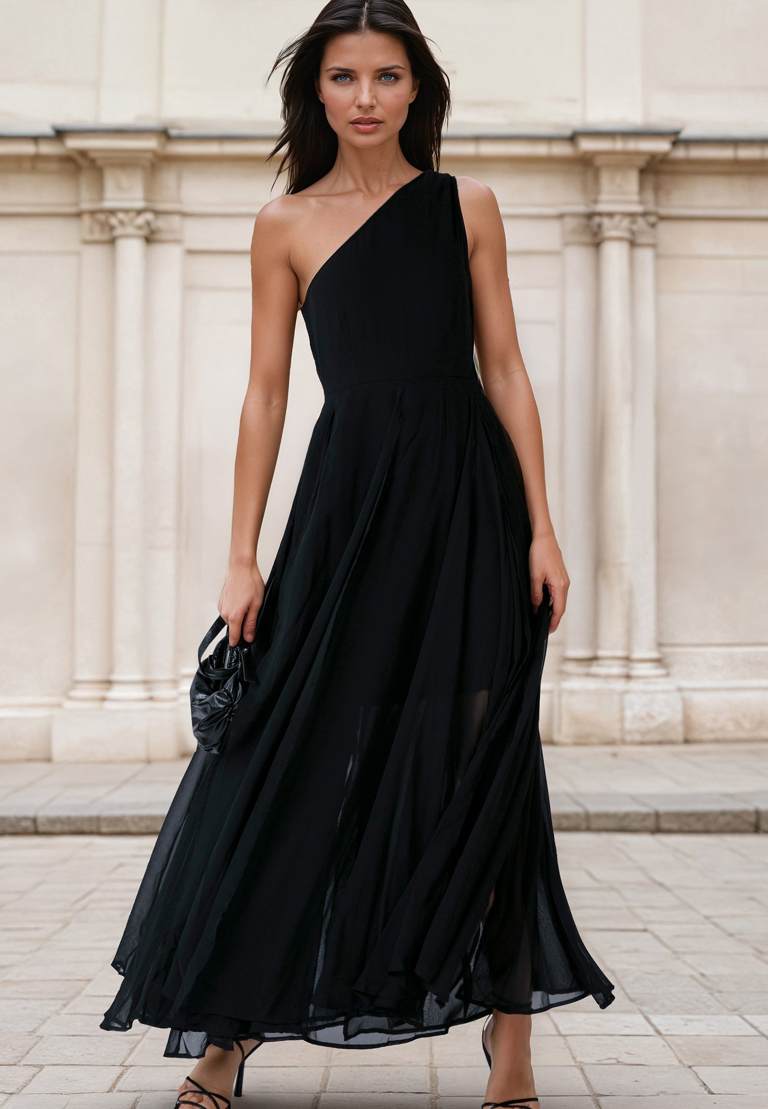 SELECT ONE SHOULDER DRESS BLACK