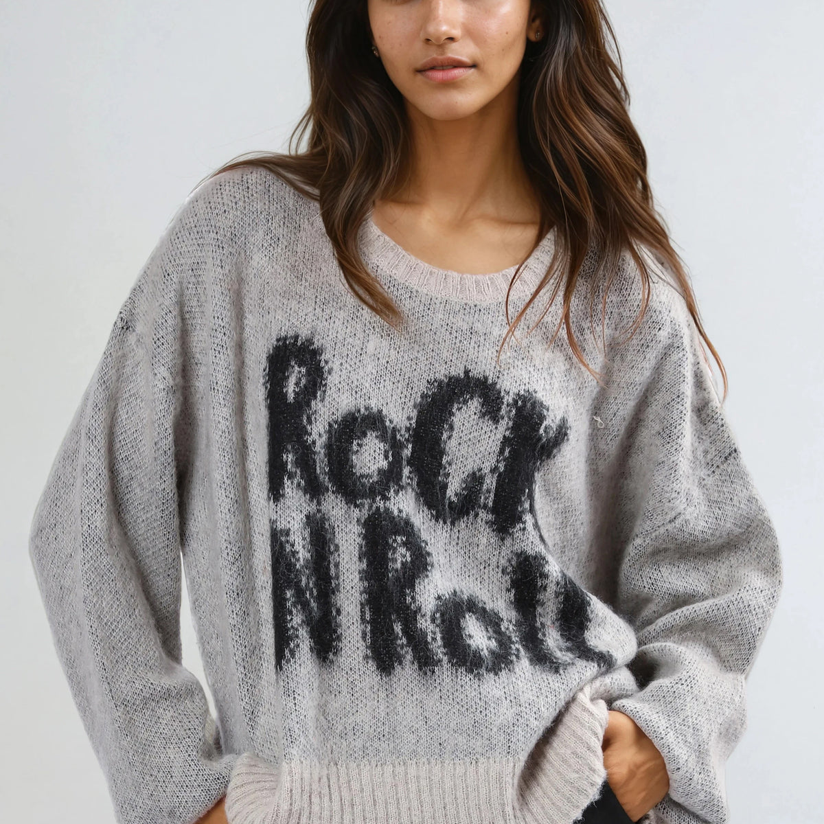 RELIGION Heart Slogan Dusty Pink Knit