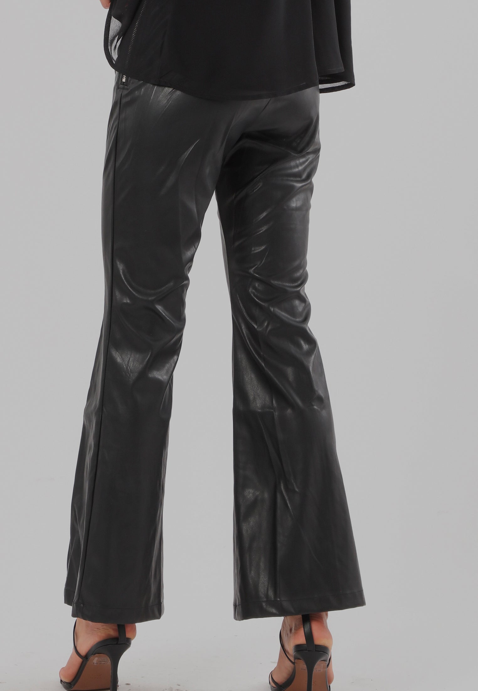FORCE FLARED TROUSERS BLACK LEATHER LOOK