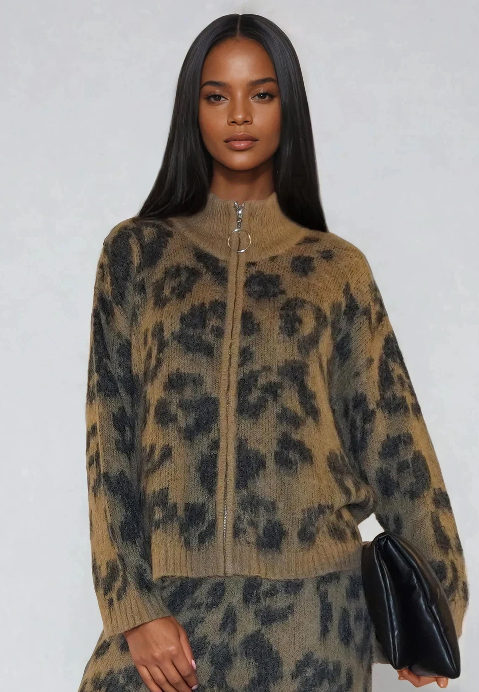 MAXIMUM CARDIGAN CAMEL & BLACK