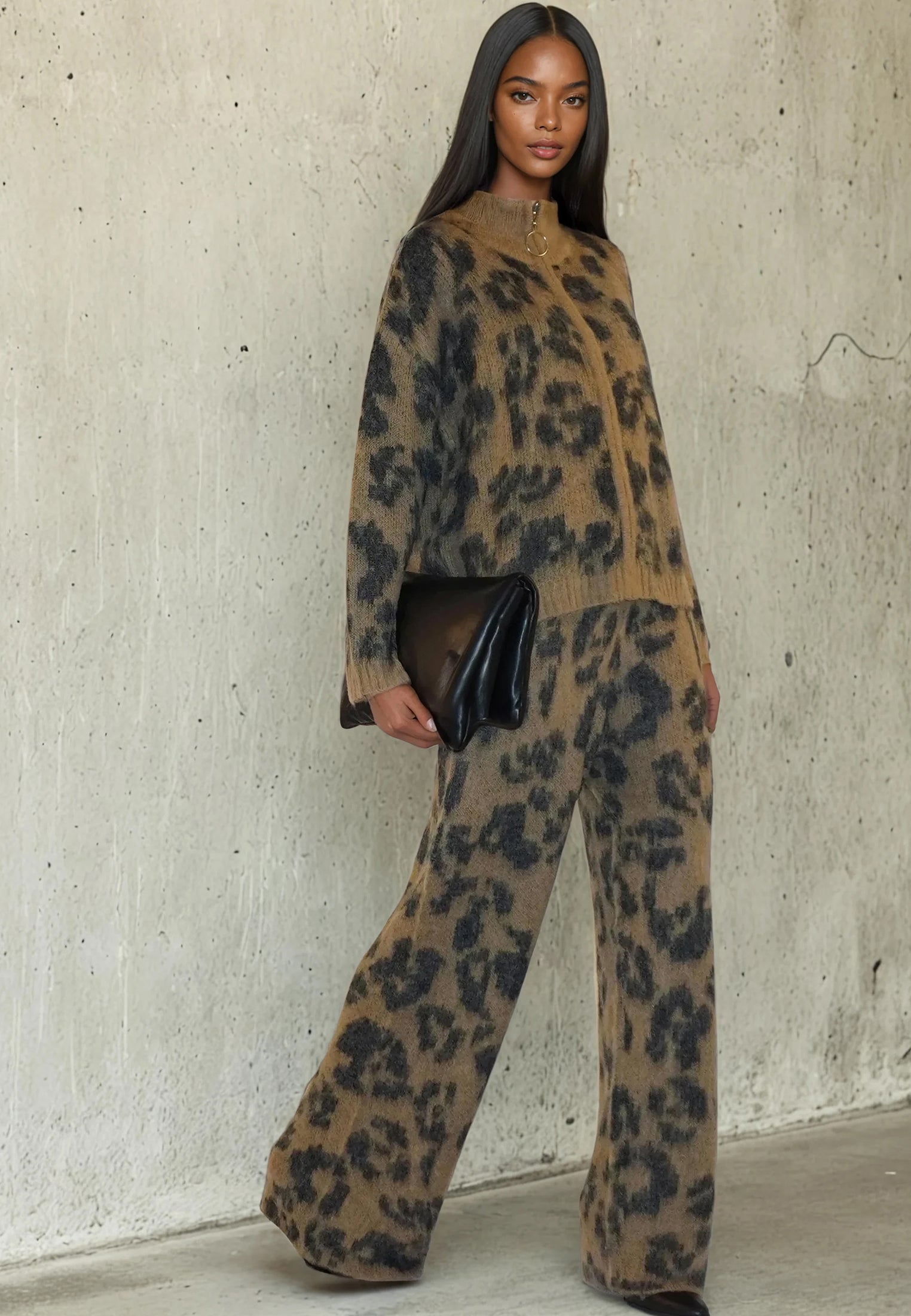 MAXIMUM CARDIGAN CAMEL & BLACK