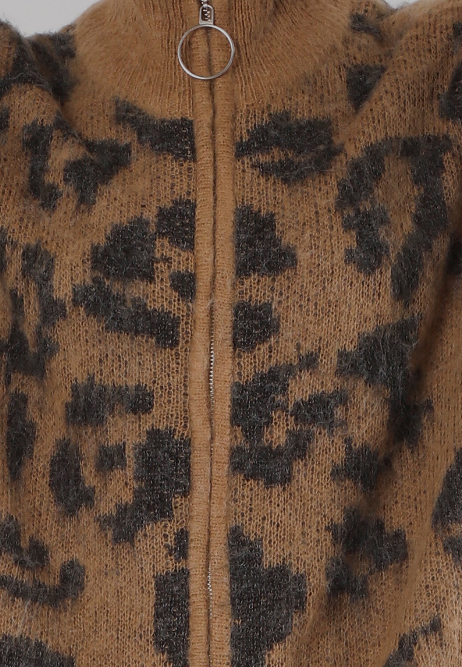 MAXIMUM ZIP CARDIGAN LEOPARD PRINT