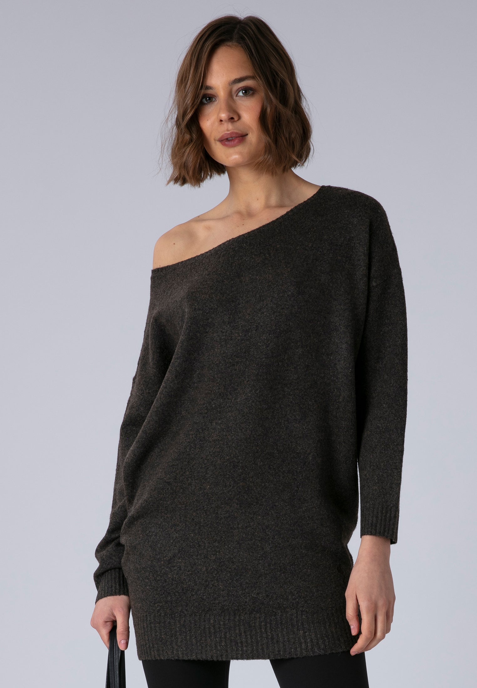 NEBULA DRESS DARK BROWN