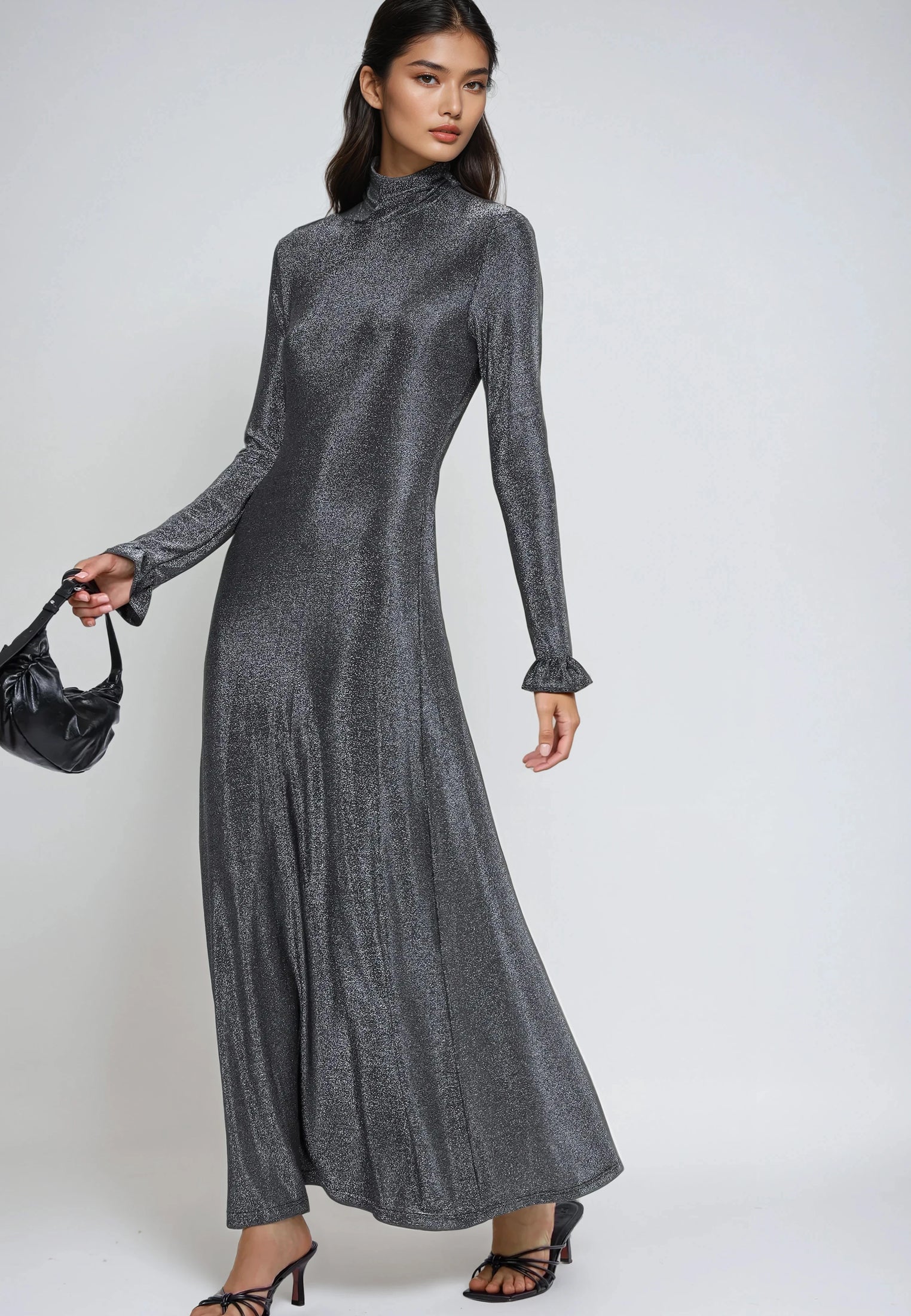 TANZANITE MAXI DRESS METALLIC SILVER