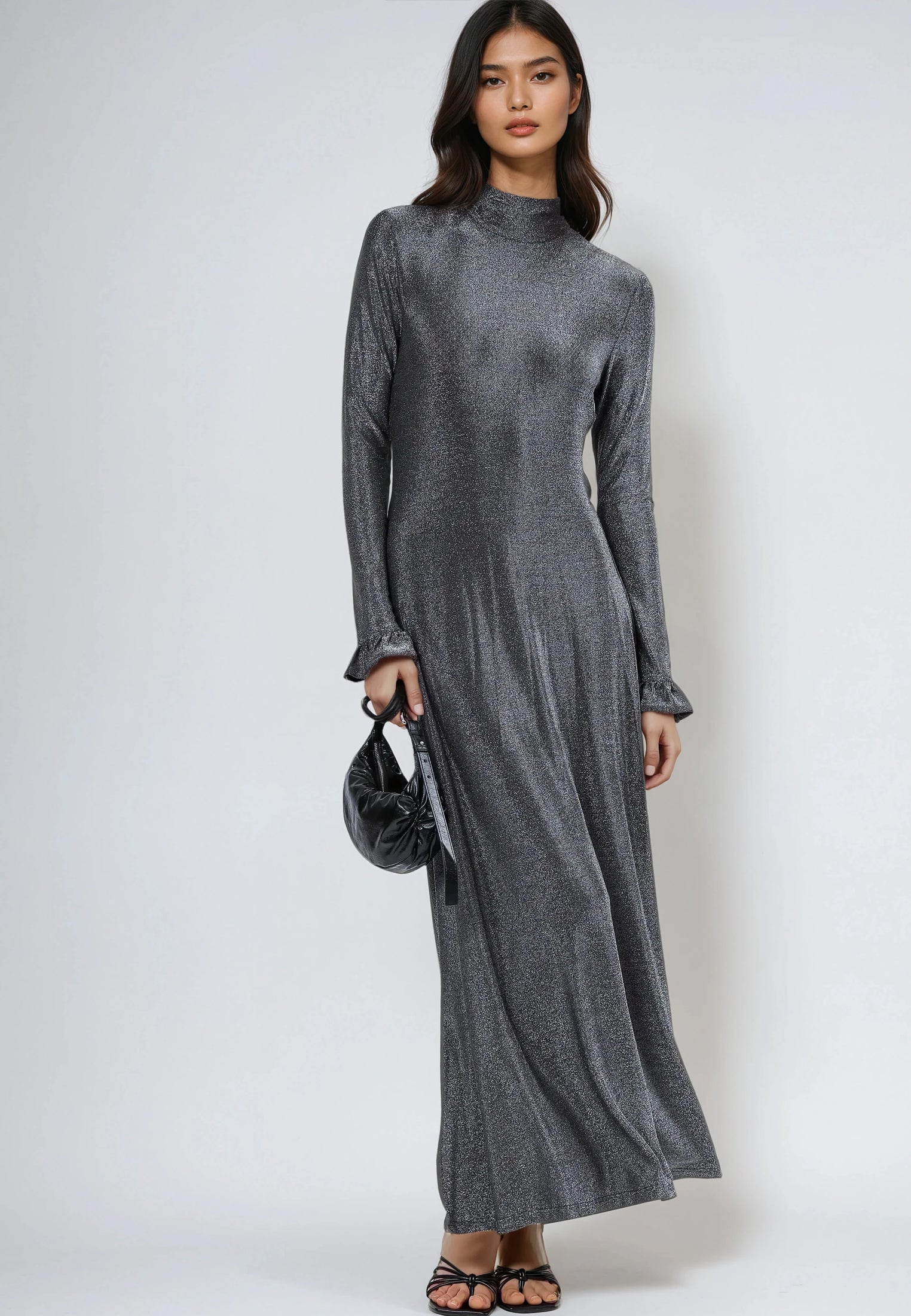 TANZANITE MAXI DRESS METALLIC SILVER