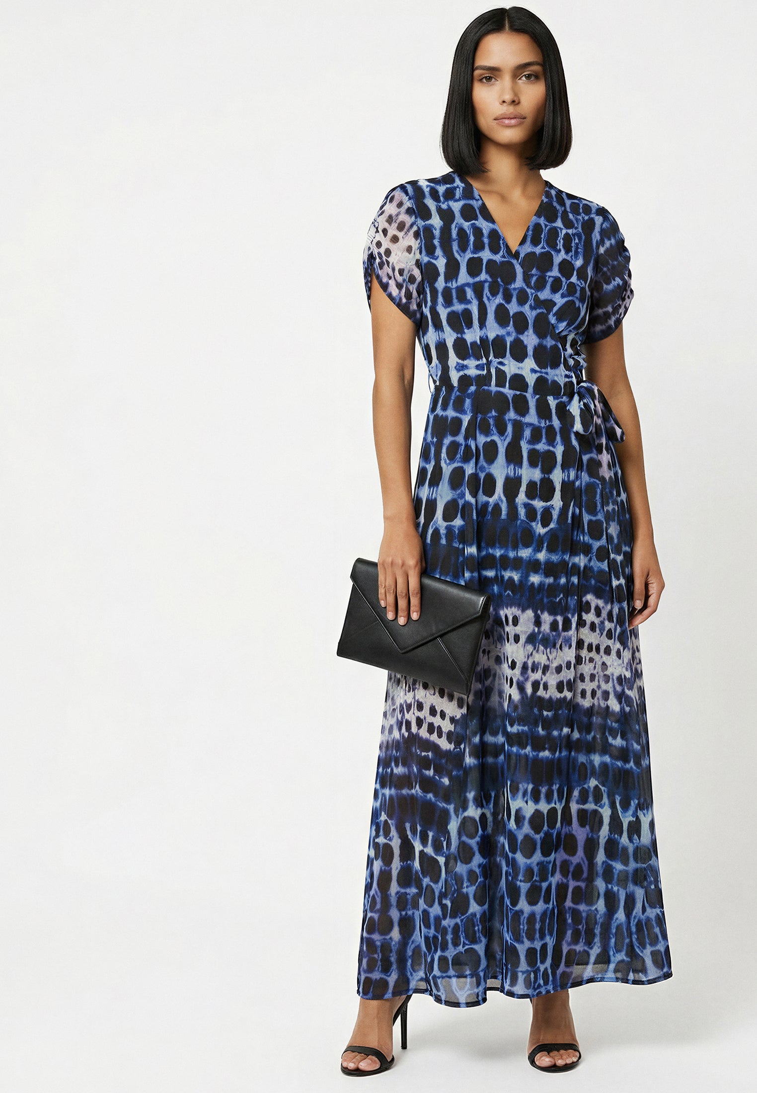 CREW MAXI WRAP DRESS ILLUSION BLUE