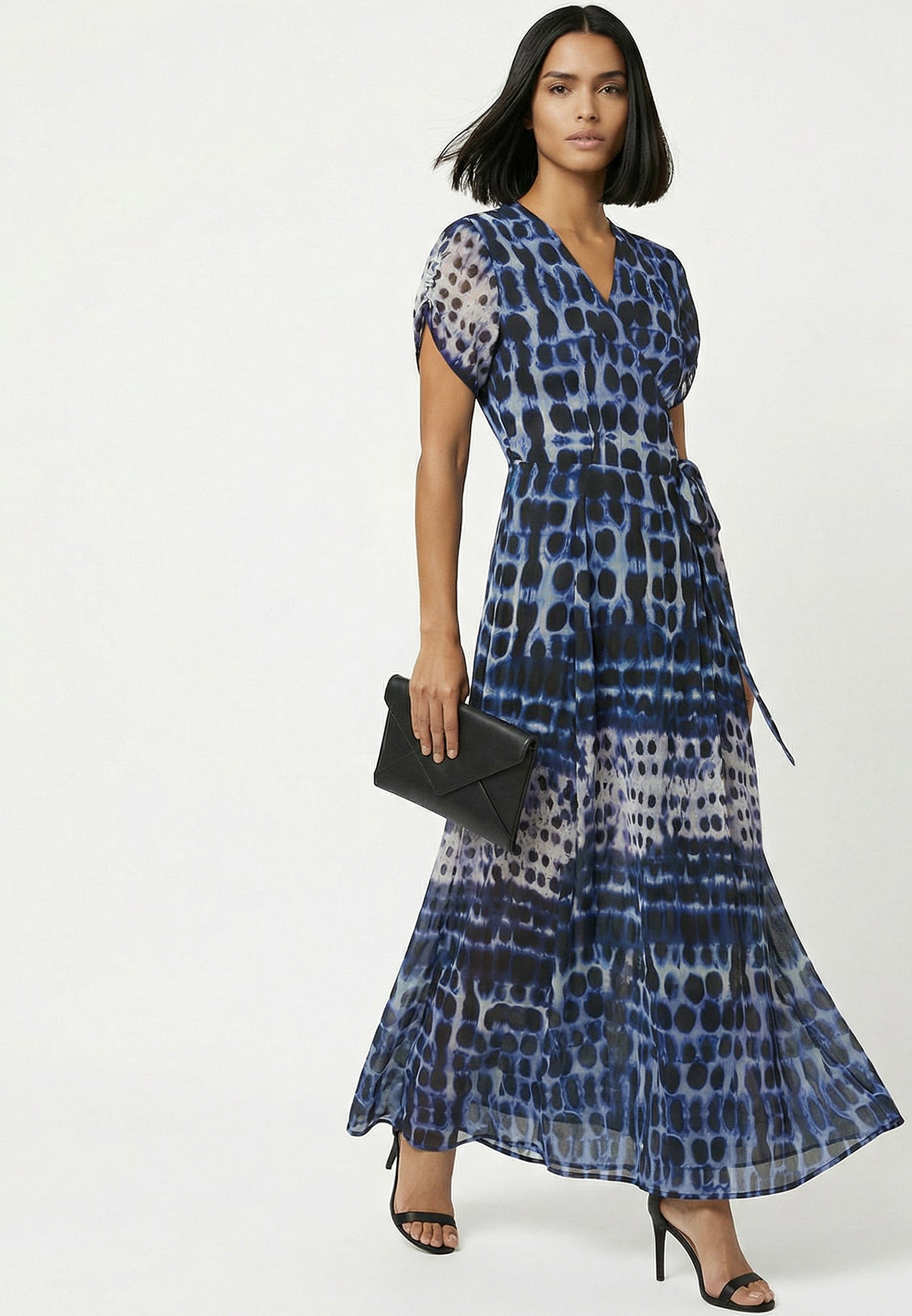 CREW MAXI WRAP DRESS ILLUSION BLUE