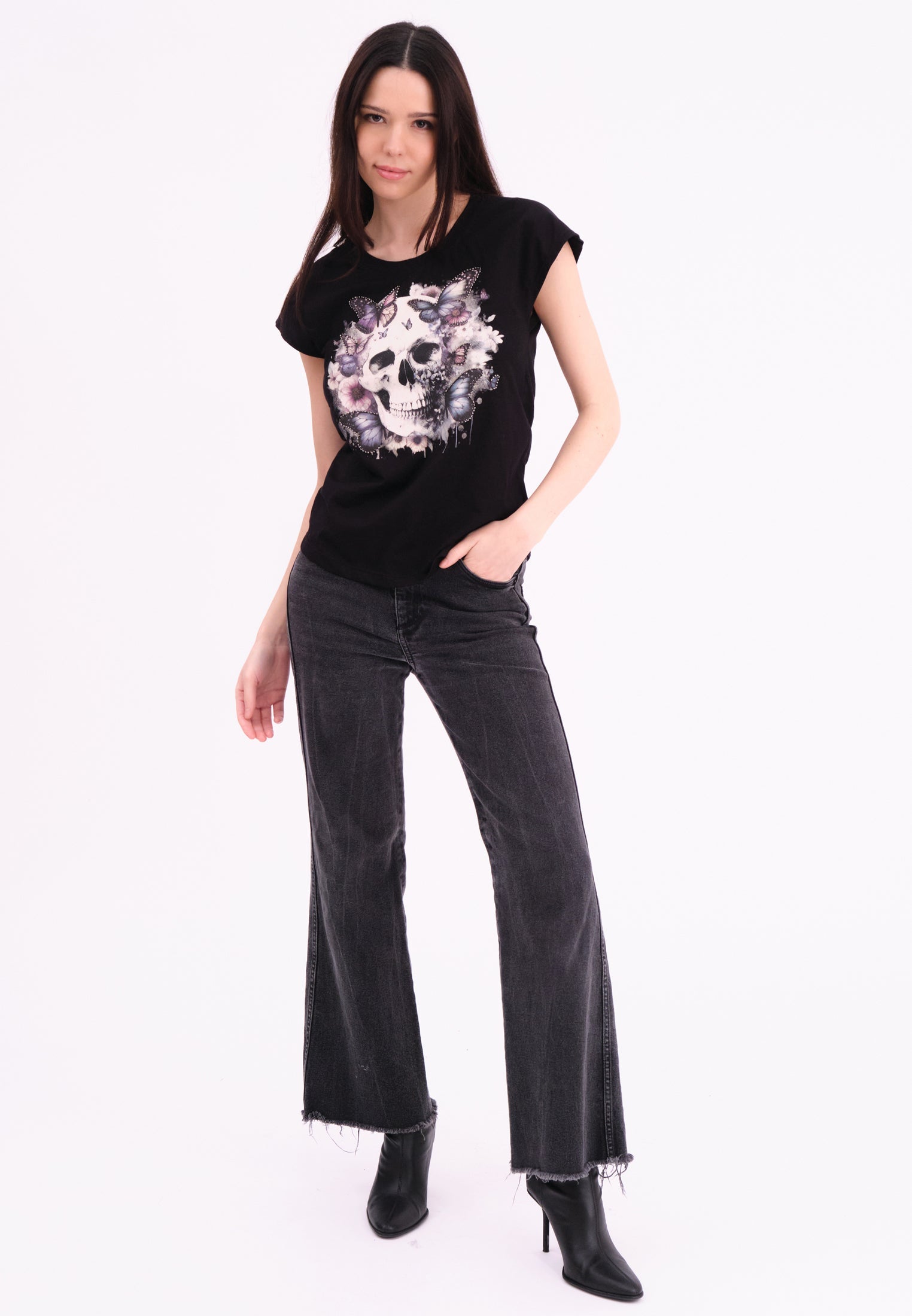 JILLIAN T-SHIRT BLACK SKULL