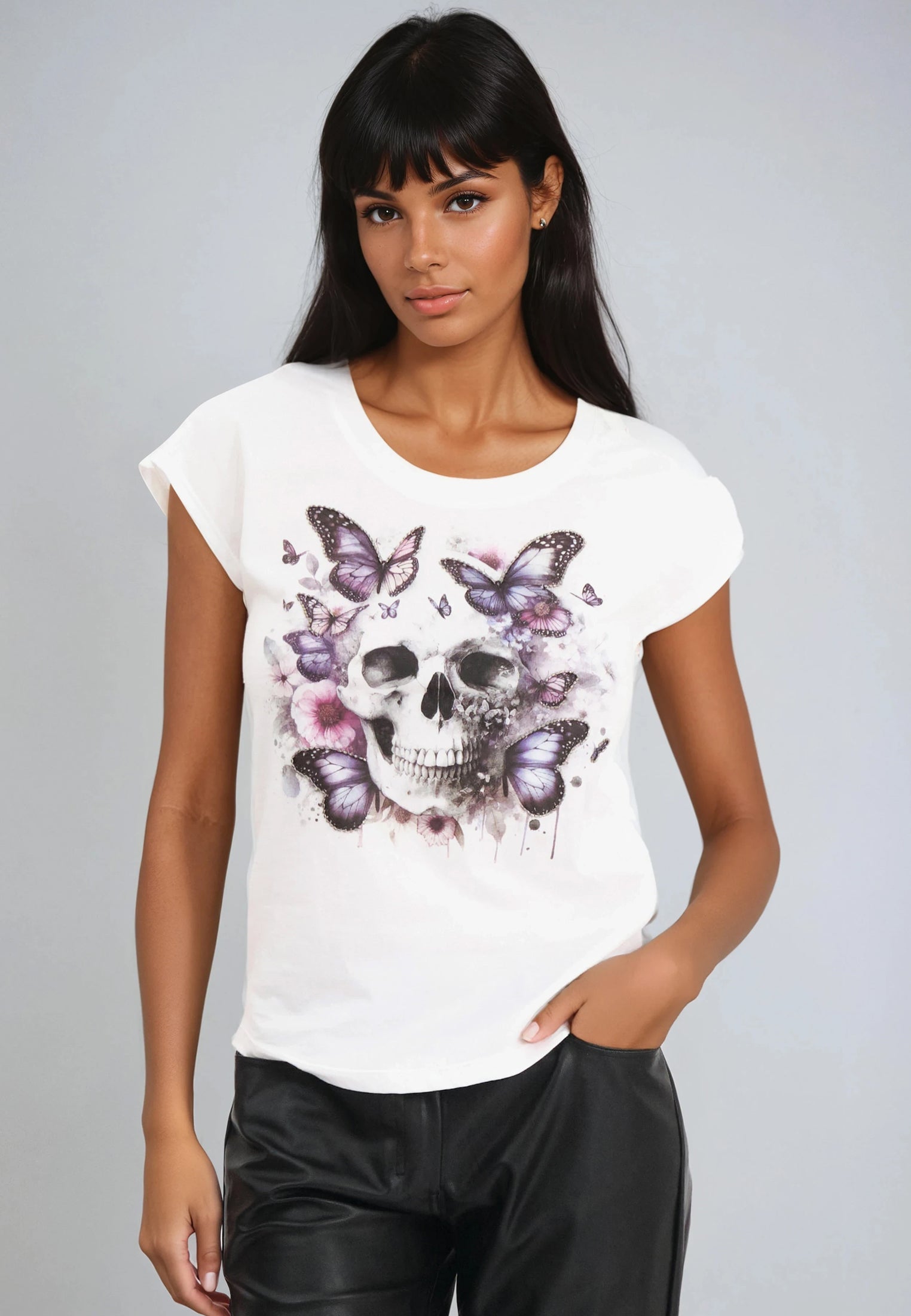 JILLIAN T-SHIRT WHITE SKULL