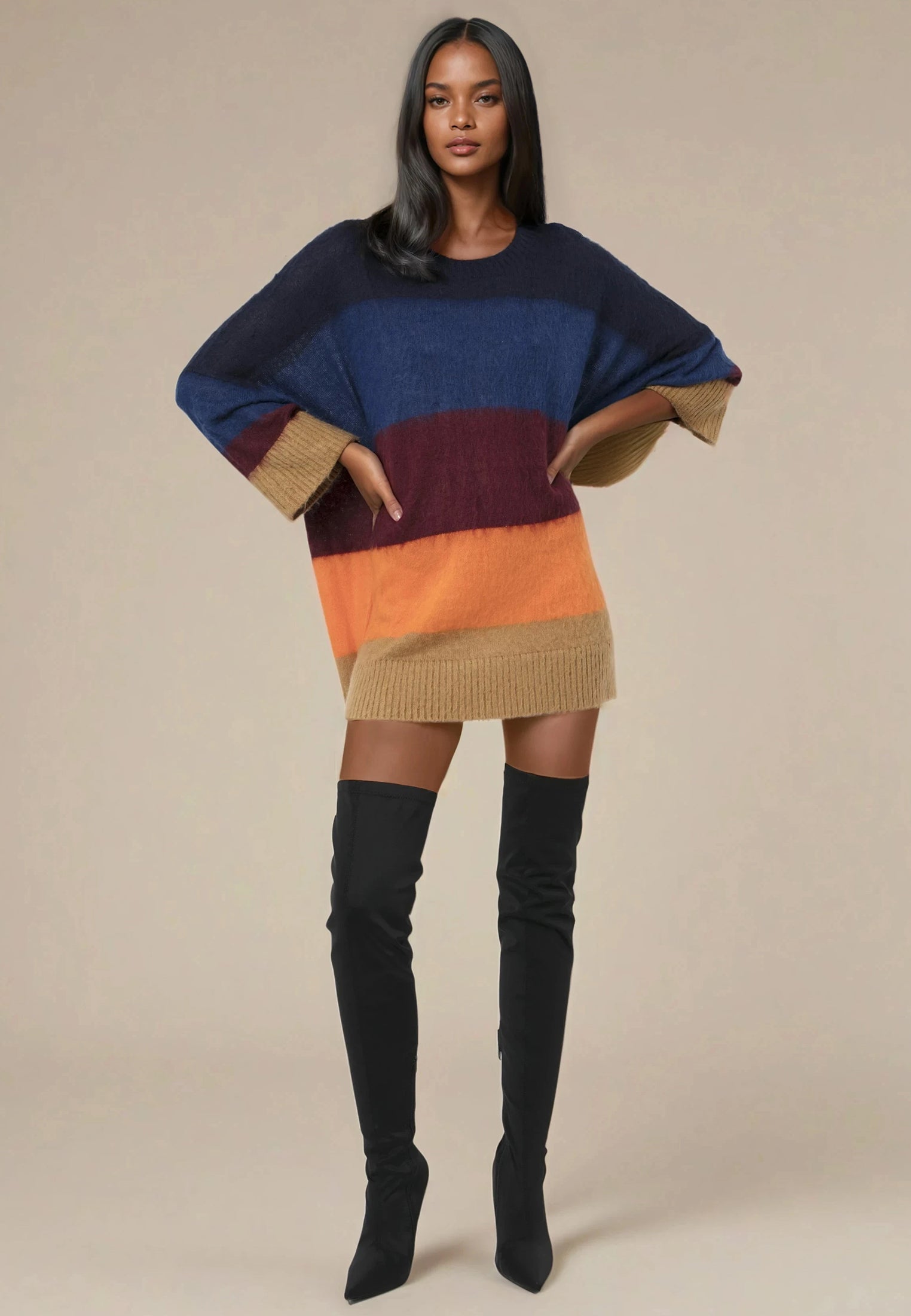 CRESCENT JUMPER DRESS BLOCK STRIPE