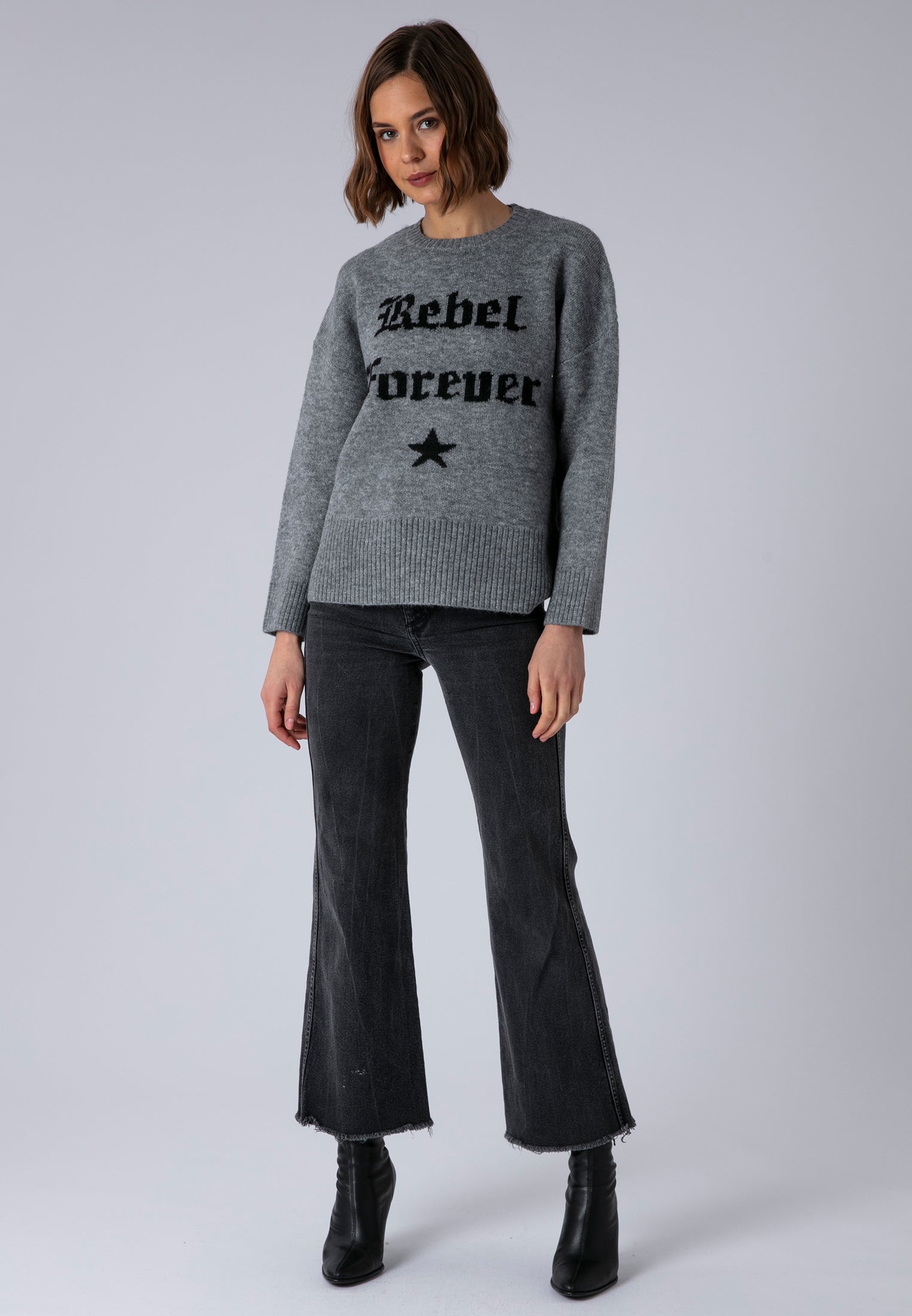 REBEL FOREVER JUMPER GREY MARL & BLACK