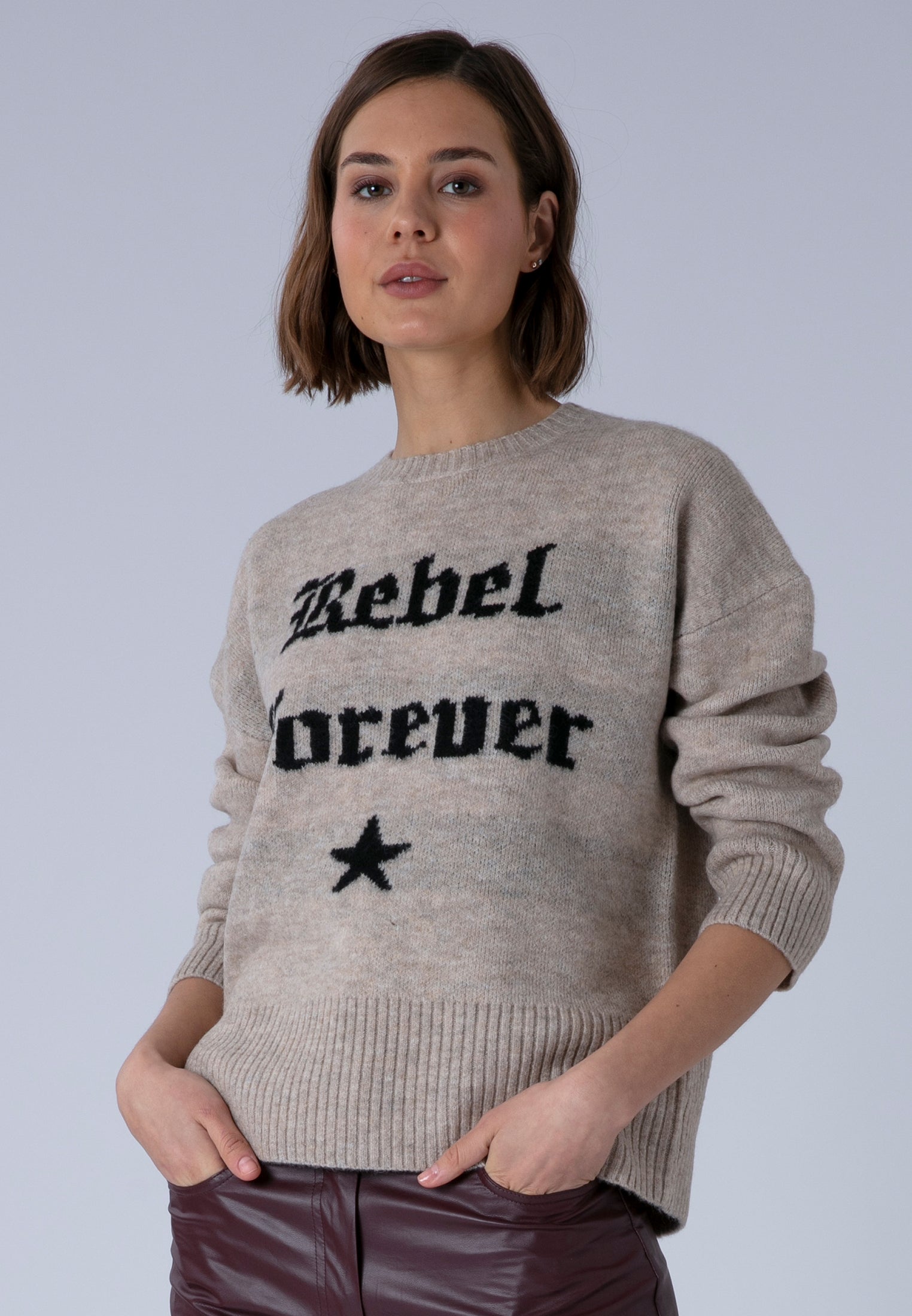 REBEL FOREVER JUMPER OATMEAL & BLACK