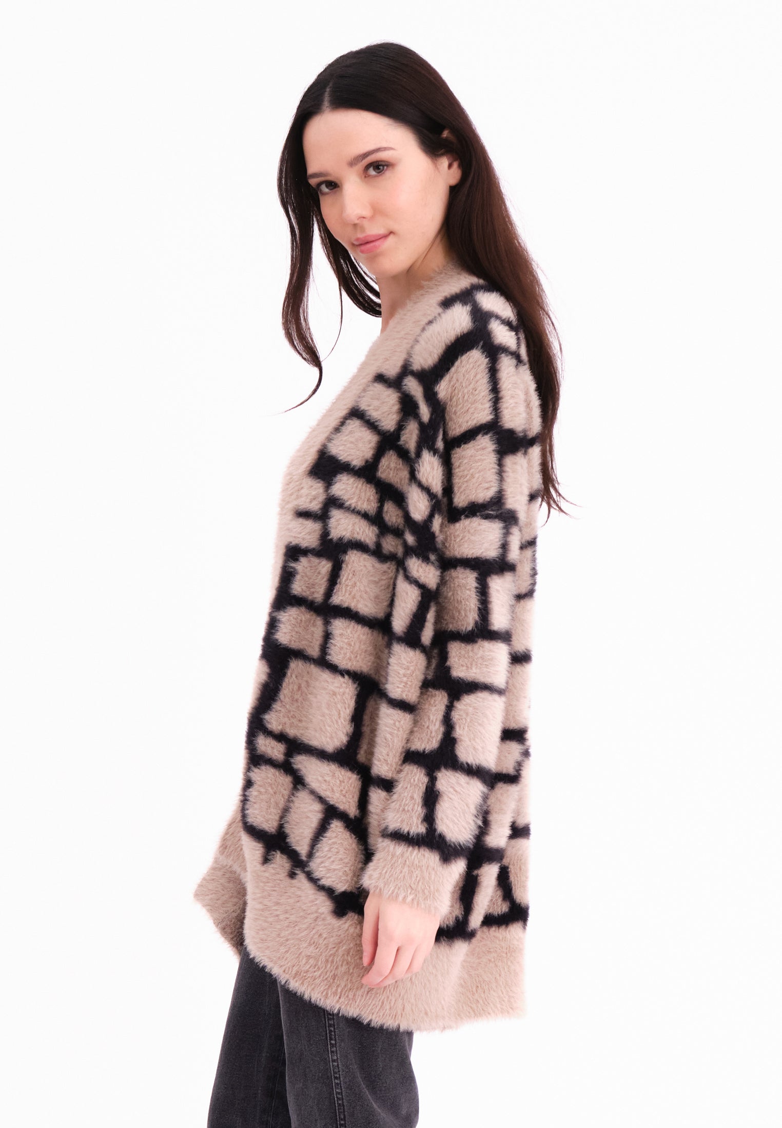 IRIS CARDIGAN STONE & BLACK