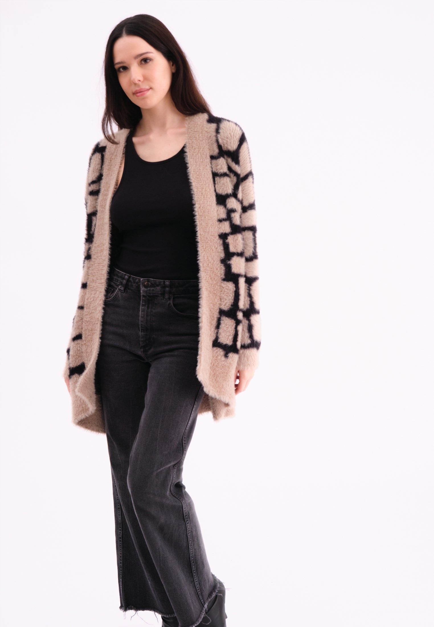 IRIS CARDIGAN STONE & BLACK