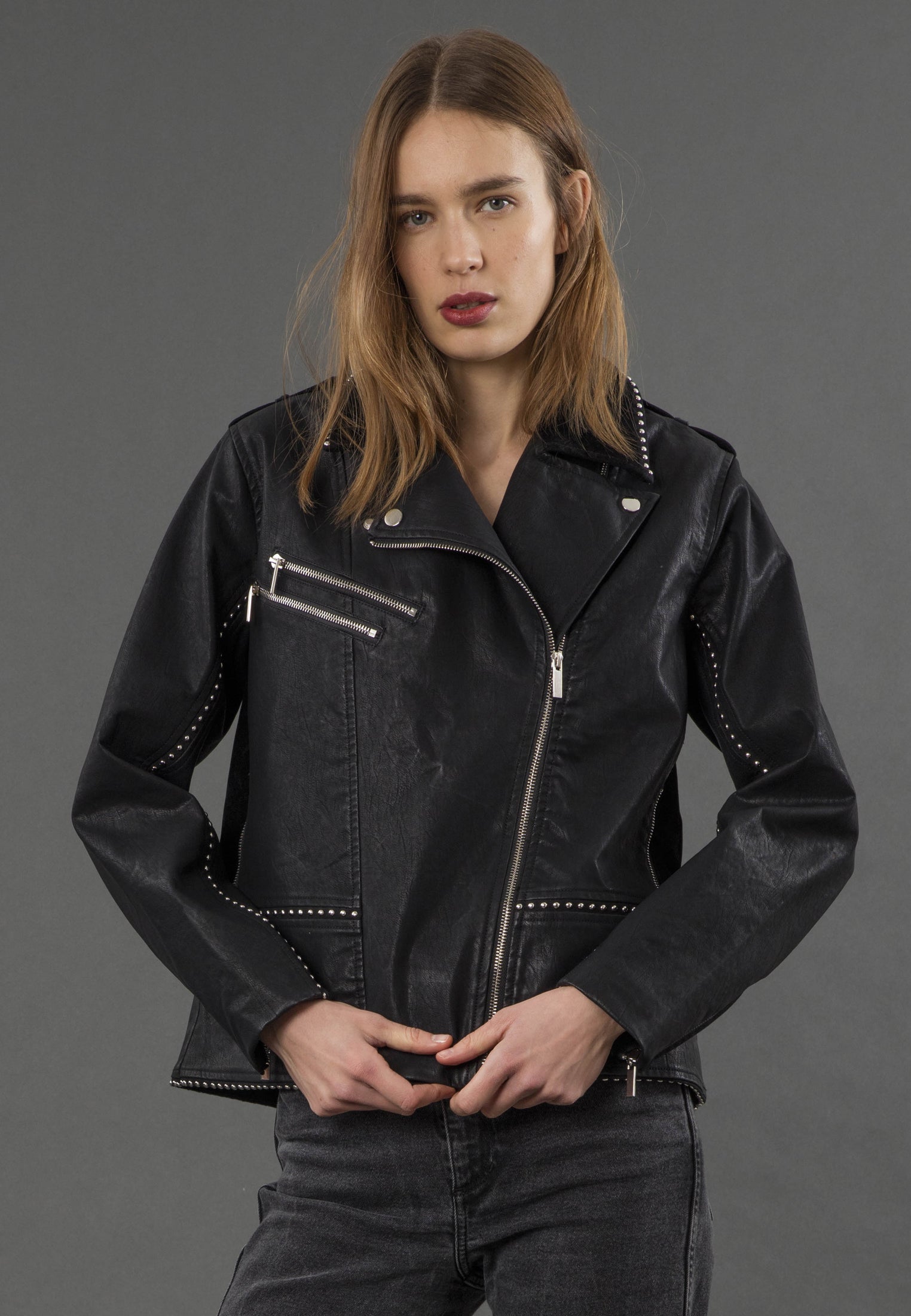 JANE FAUX LEATHER JACKET BLACK
