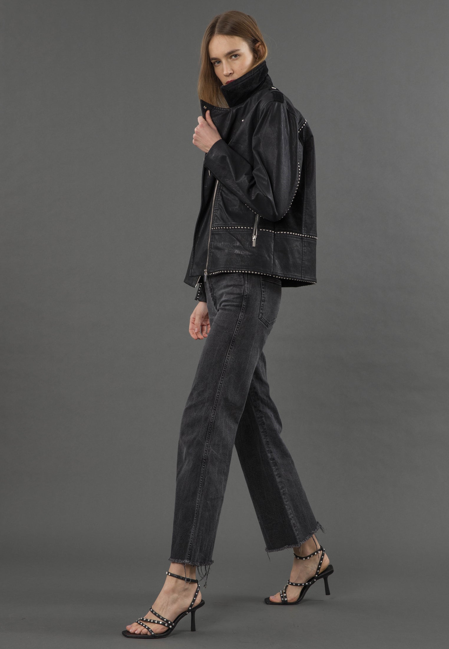 JANE FAUX LEATHER JACKET BLACK