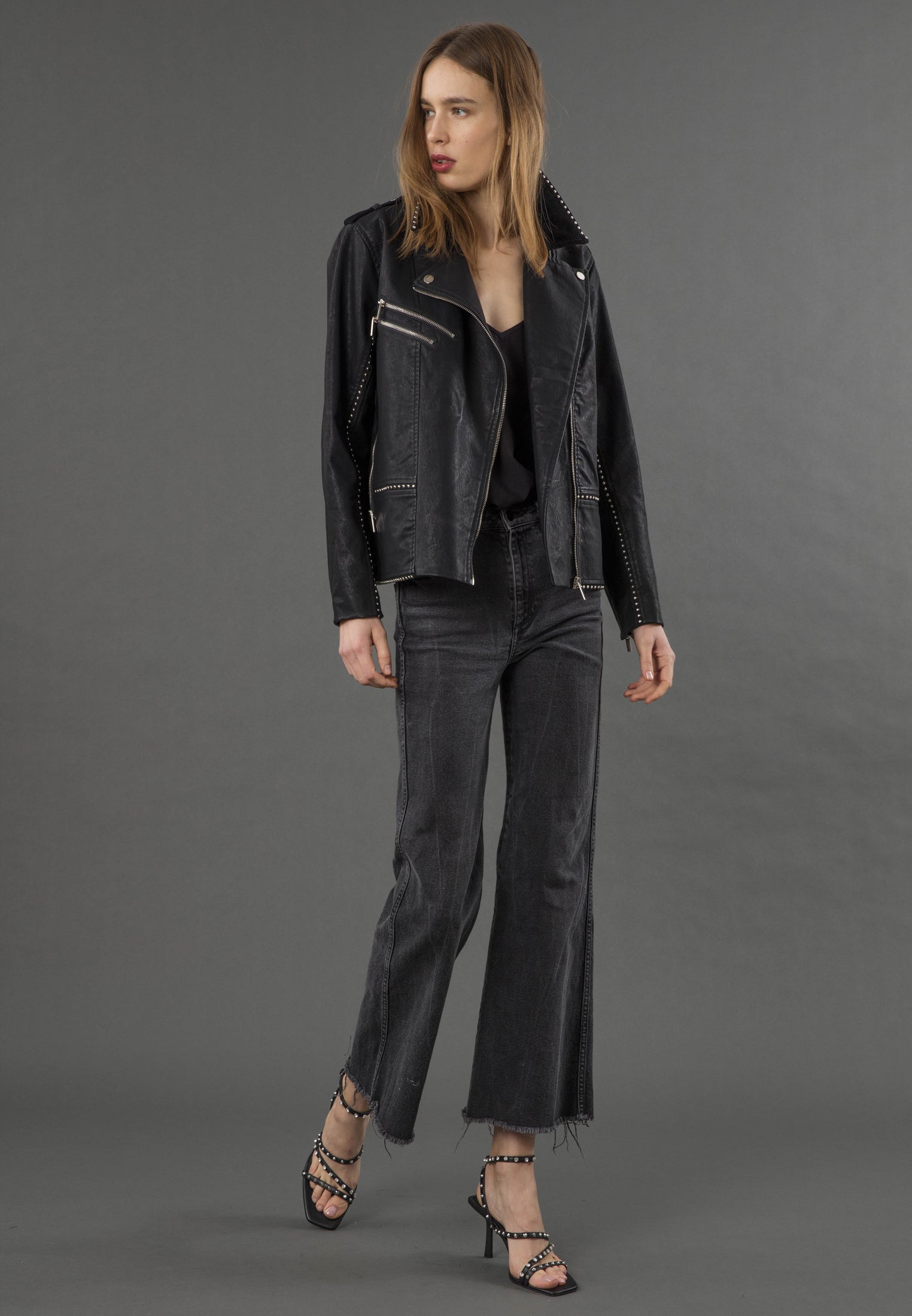 JANE FAUX LEATHER JACKET BLACK