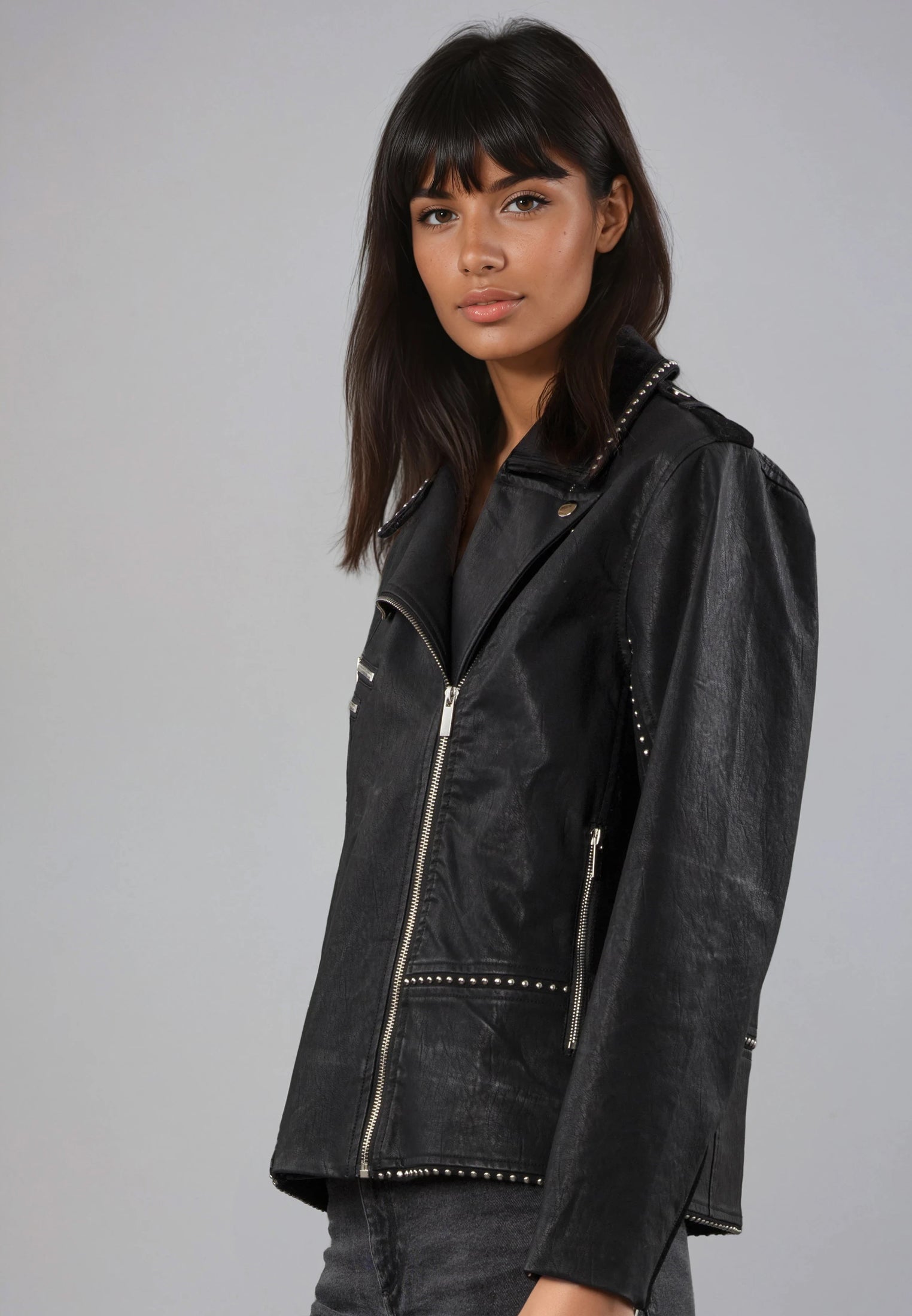 JANE FAUX LEATHER JACKET BLACK