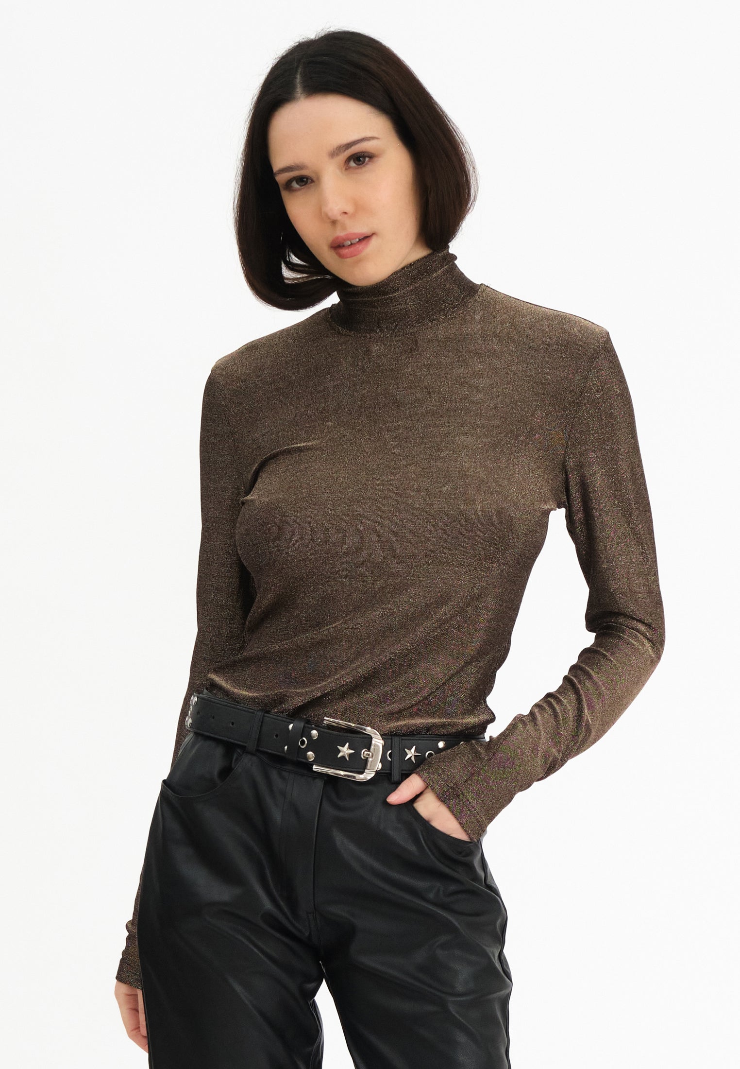 LUNA POLO NECK BROWN