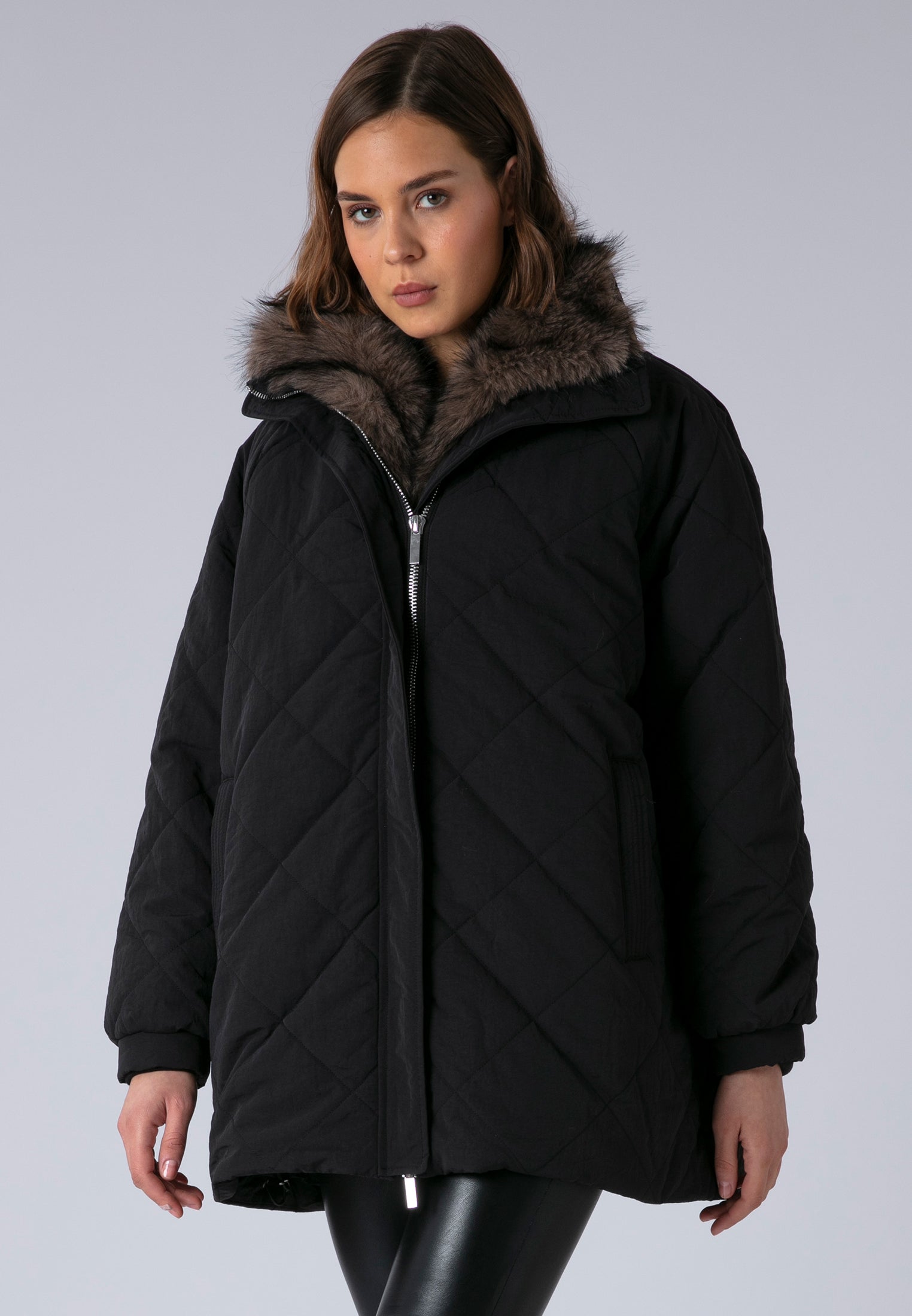 LORNA COAT BLACK & BROWN