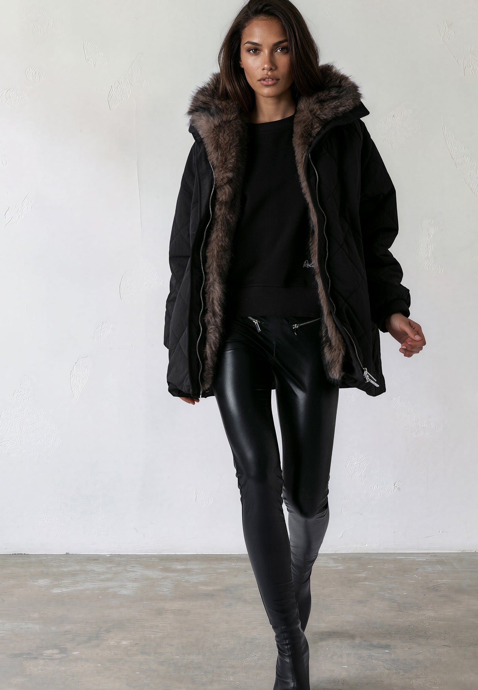 LORNA COAT BLACK & BROWN