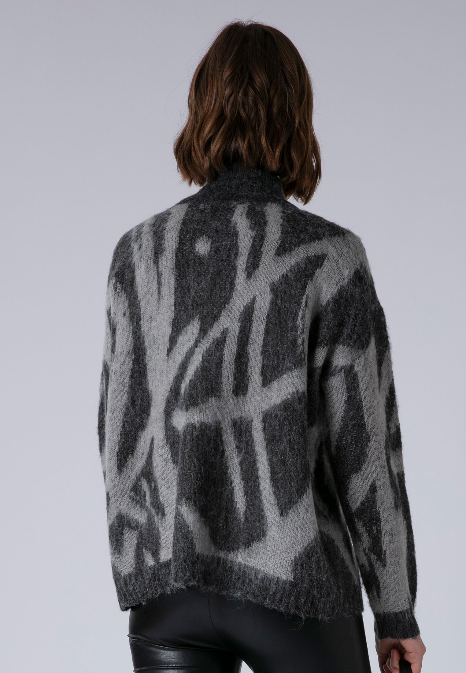 MAYA ZIP CARDIGAN CHARCOAL & TAUPE