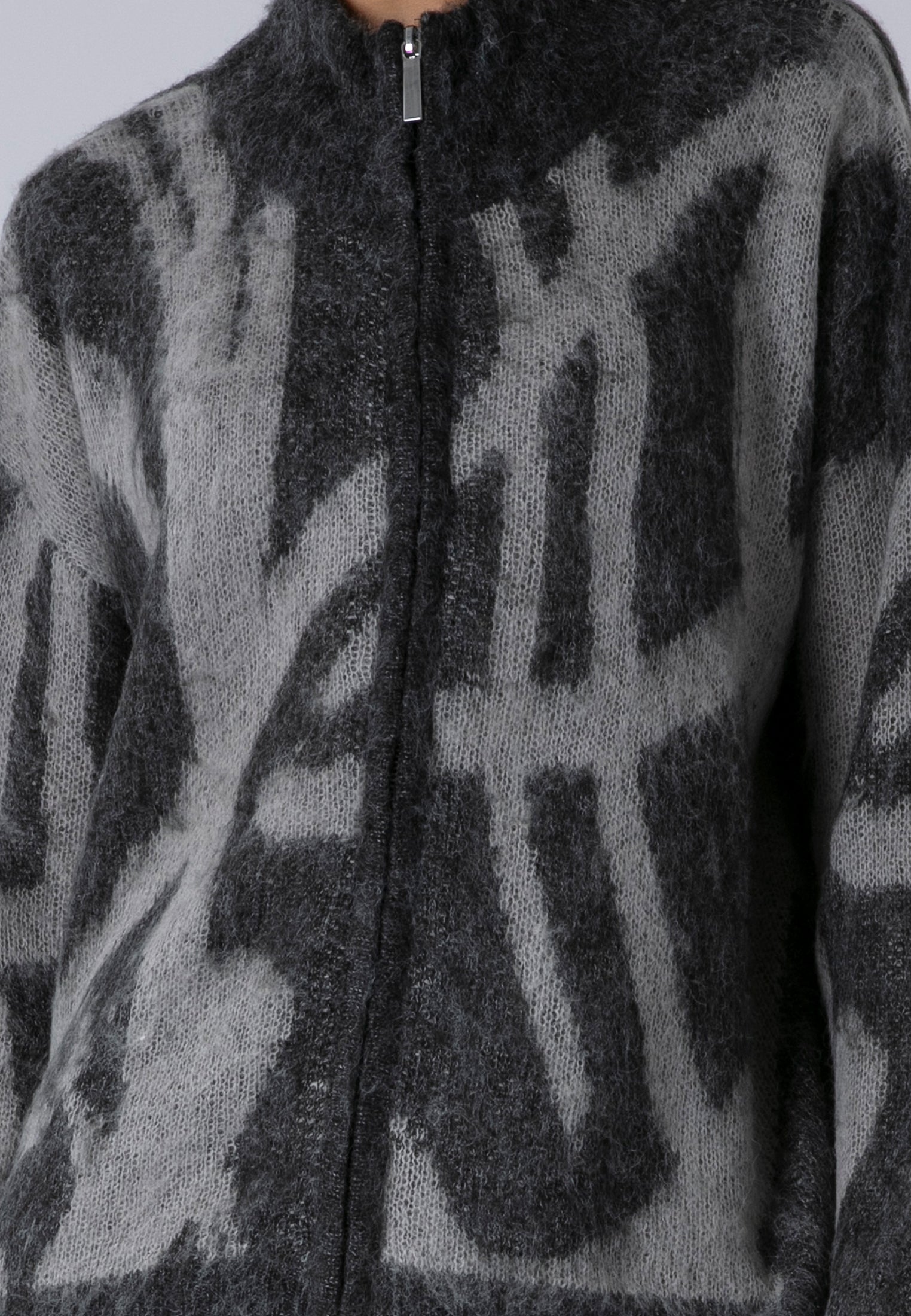 MAYA ZIP CARDIGAN CHARCOAL & TAUPE