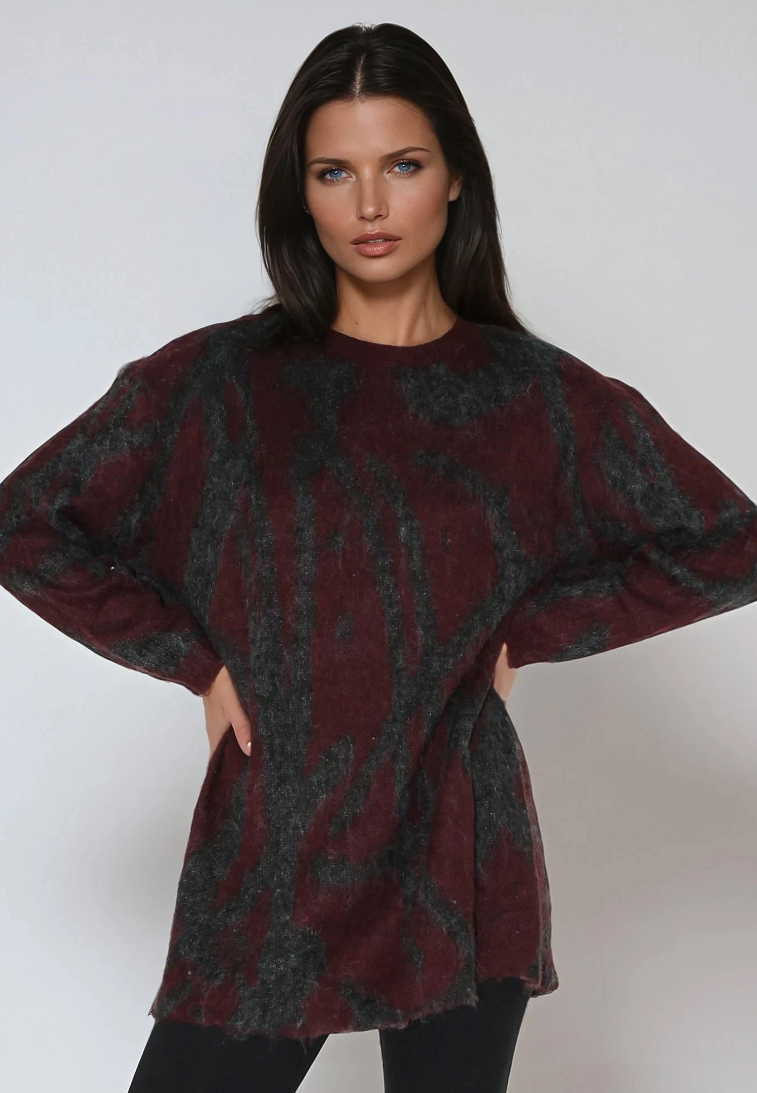 MAYA JUMPER DRESS CHARCOAL & PORT