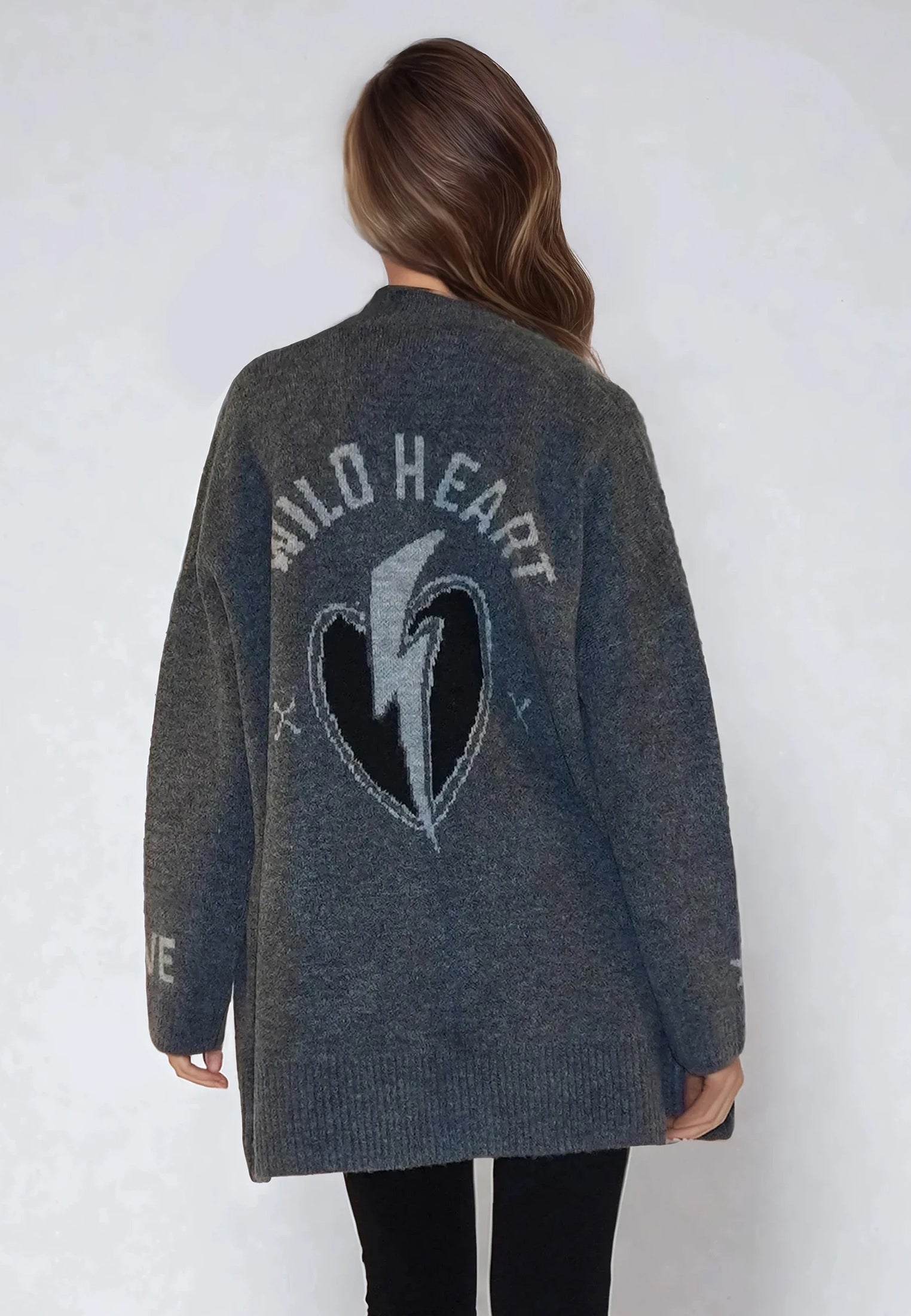 WILD HEART CARDIGAN CHARCOAL