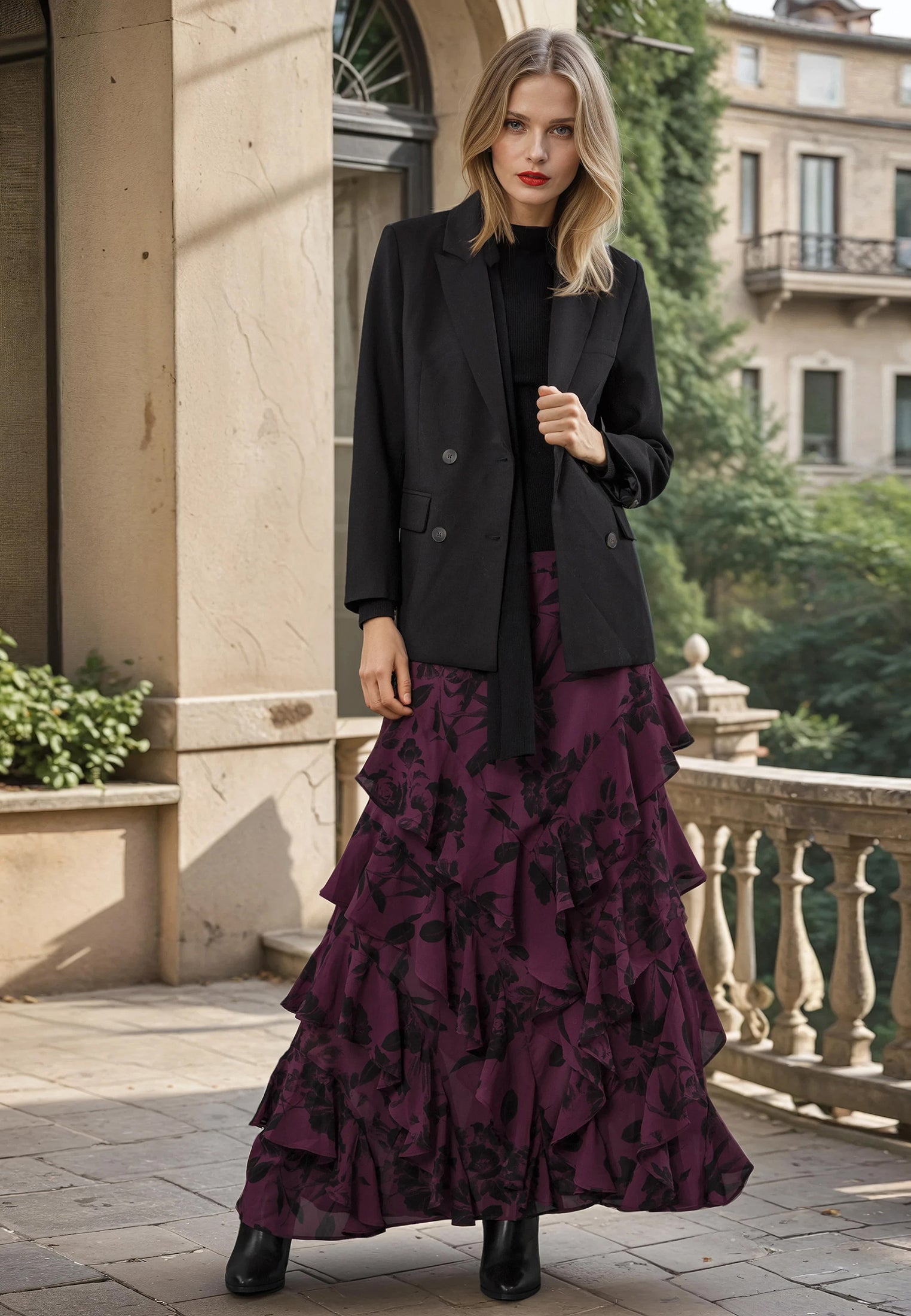 SCARLET SKIRT ROSA MAUVE WINE