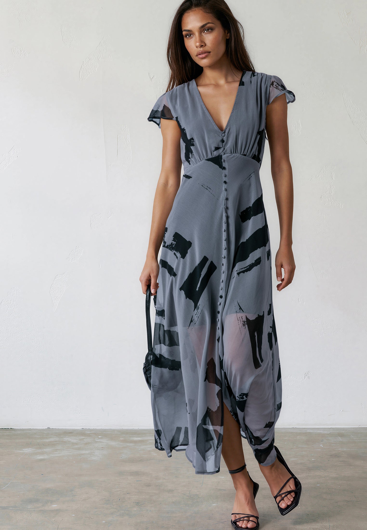 INDIUM MAXI DRESS FACADE FLINT & BLACK