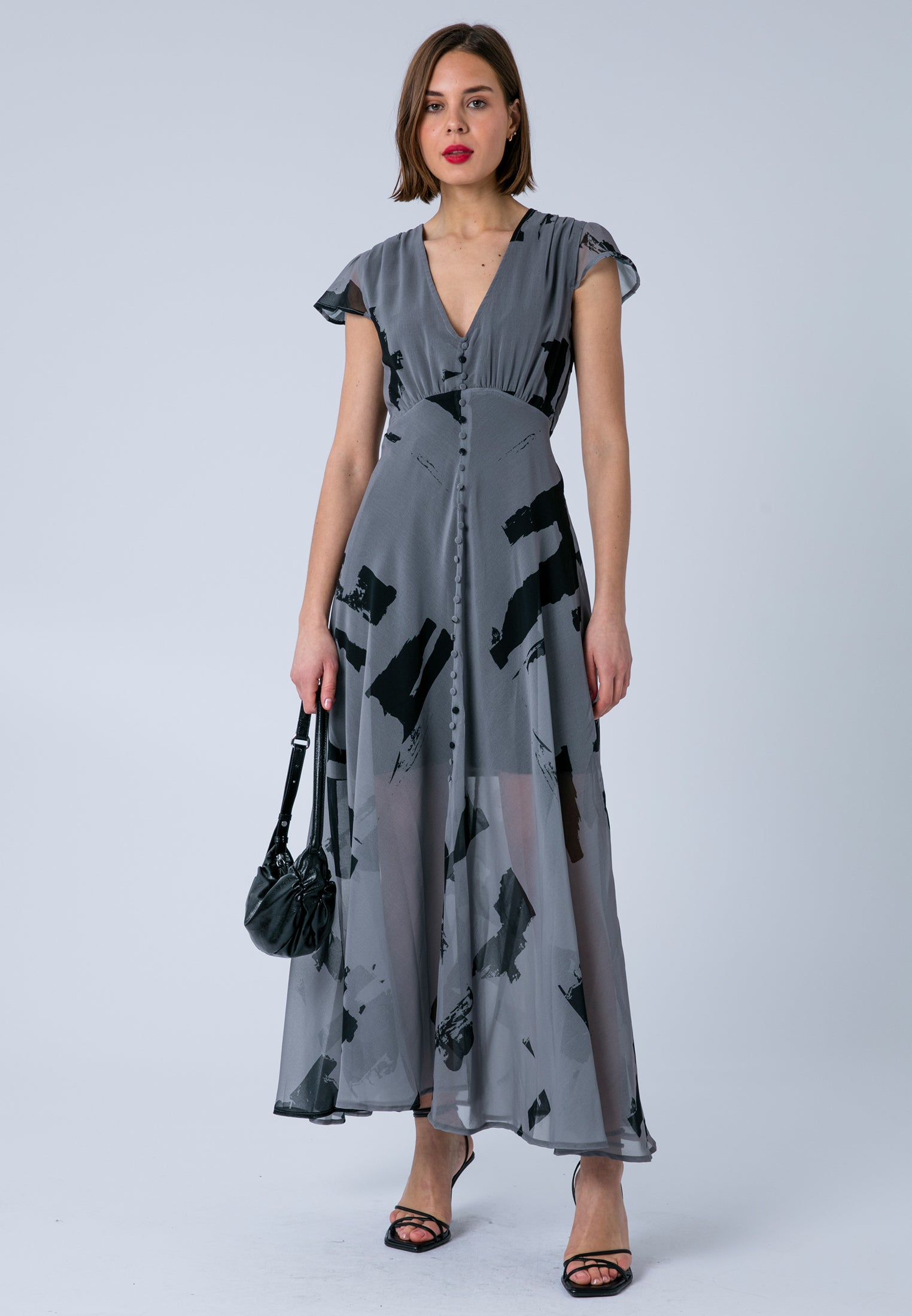 INDIUM MAXI DRESS FACADE FLINT & BLACK