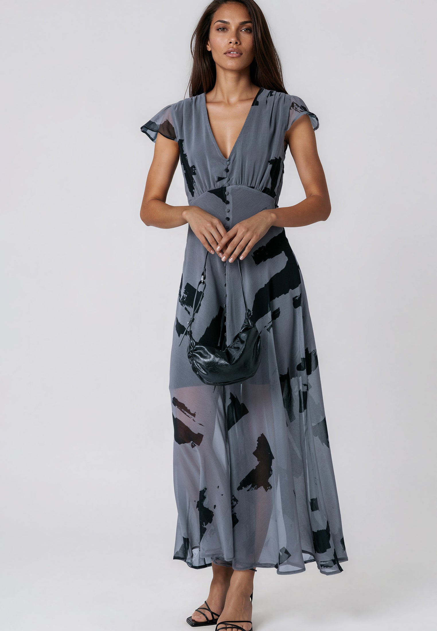 INDIUM MAXI DRESS FACADE FLINT & BLACK